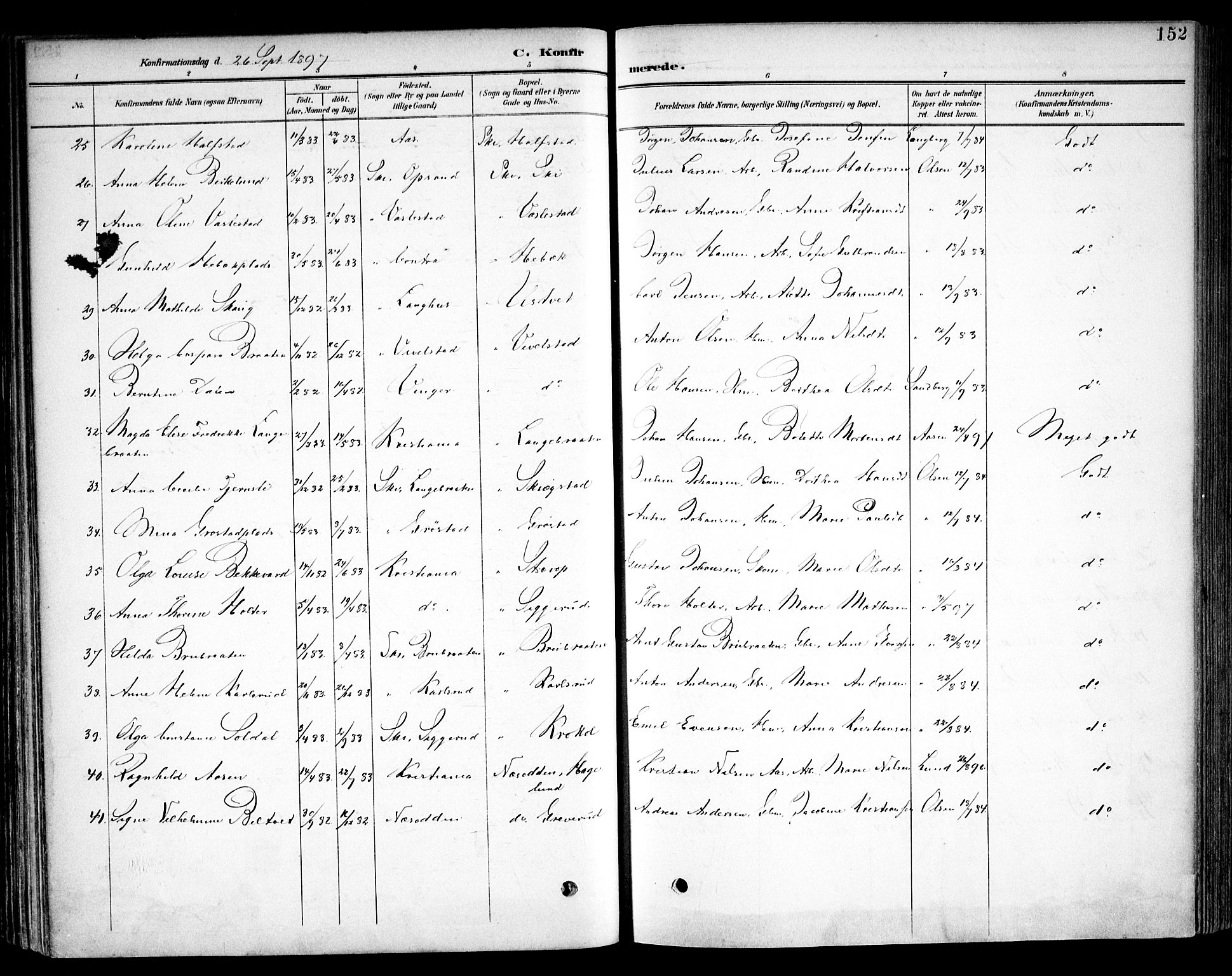 Kråkstad prestekontor Kirkebøker, AV/SAO-A-10125a/F/Fb/L0002: Parish register (official) no. II 2, 1893-1917, p. 152