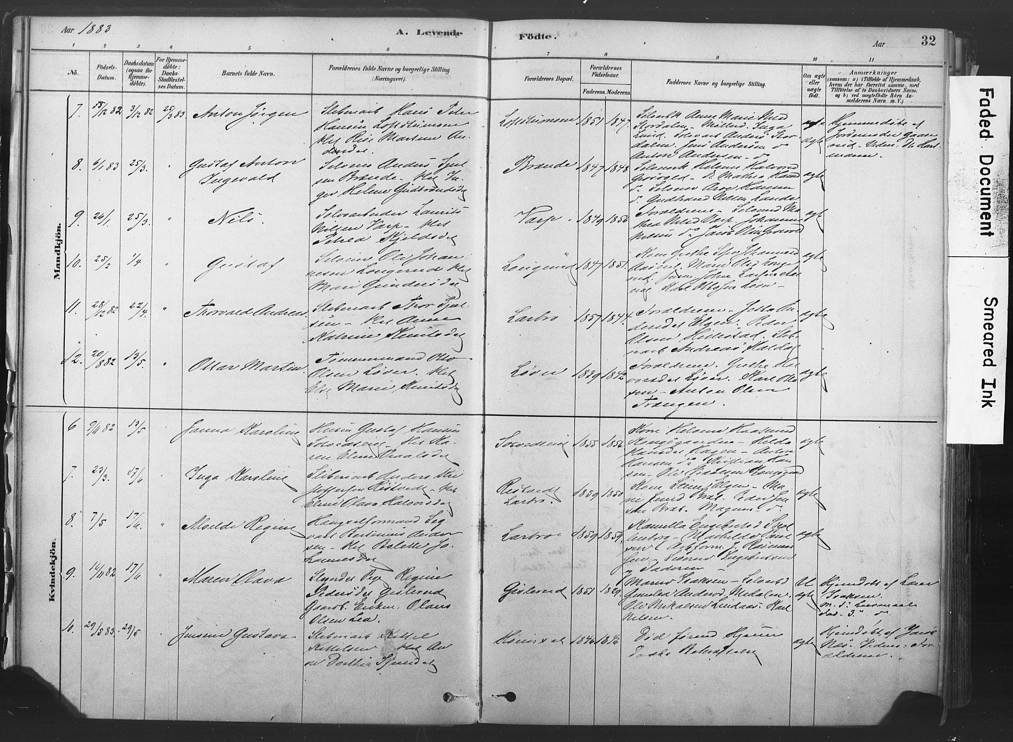 Sandsvær kirkebøker, AV/SAKO-A-244/F/Fd/L0001: Parish register (official) no. IV 1, 1878-1906, p. 32