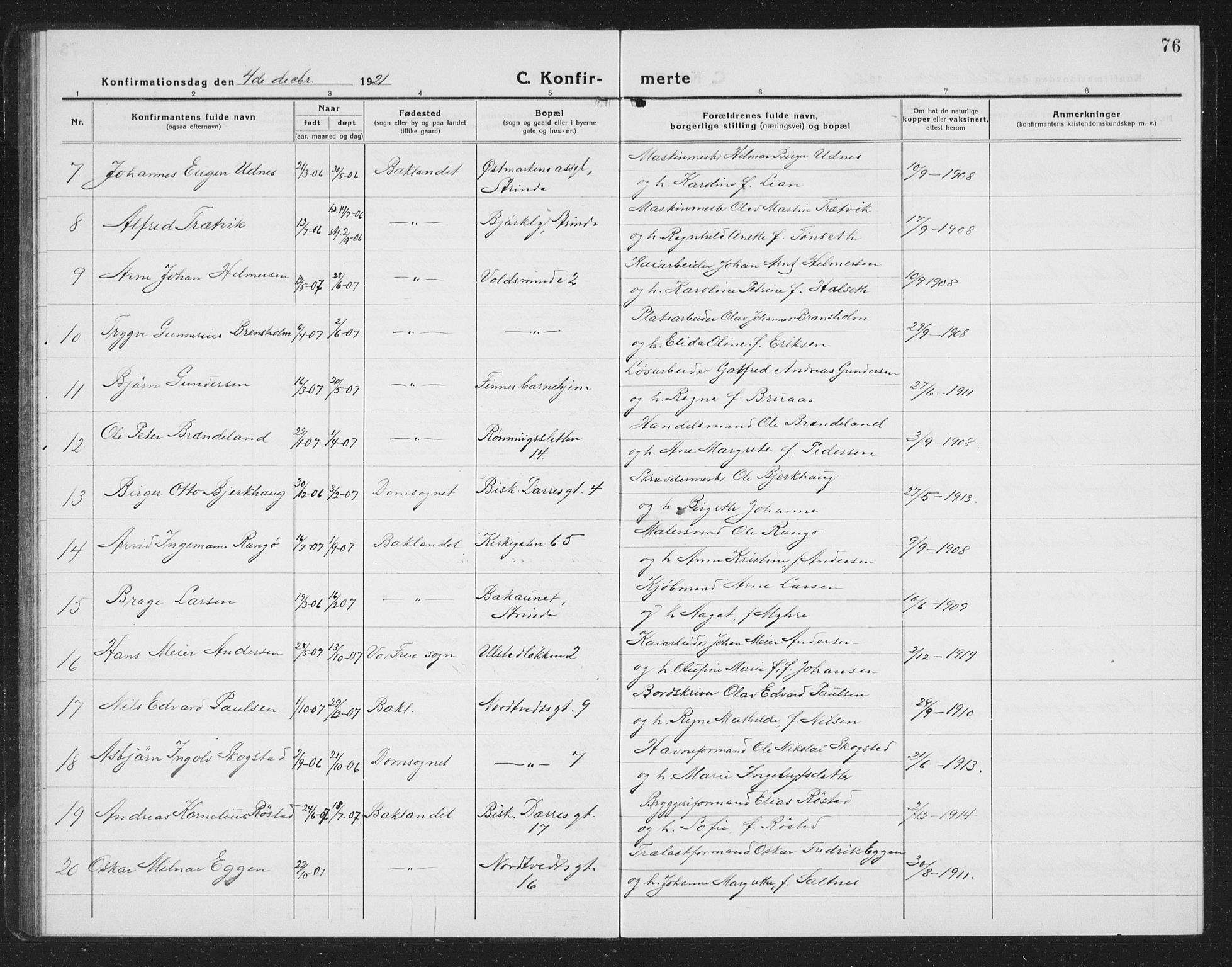 Ministerialprotokoller, klokkerbøker og fødselsregistre - Sør-Trøndelag, AV/SAT-A-1456/605/L0258: Parish register (copy) no. 605C05, 1918-1930, p. 76