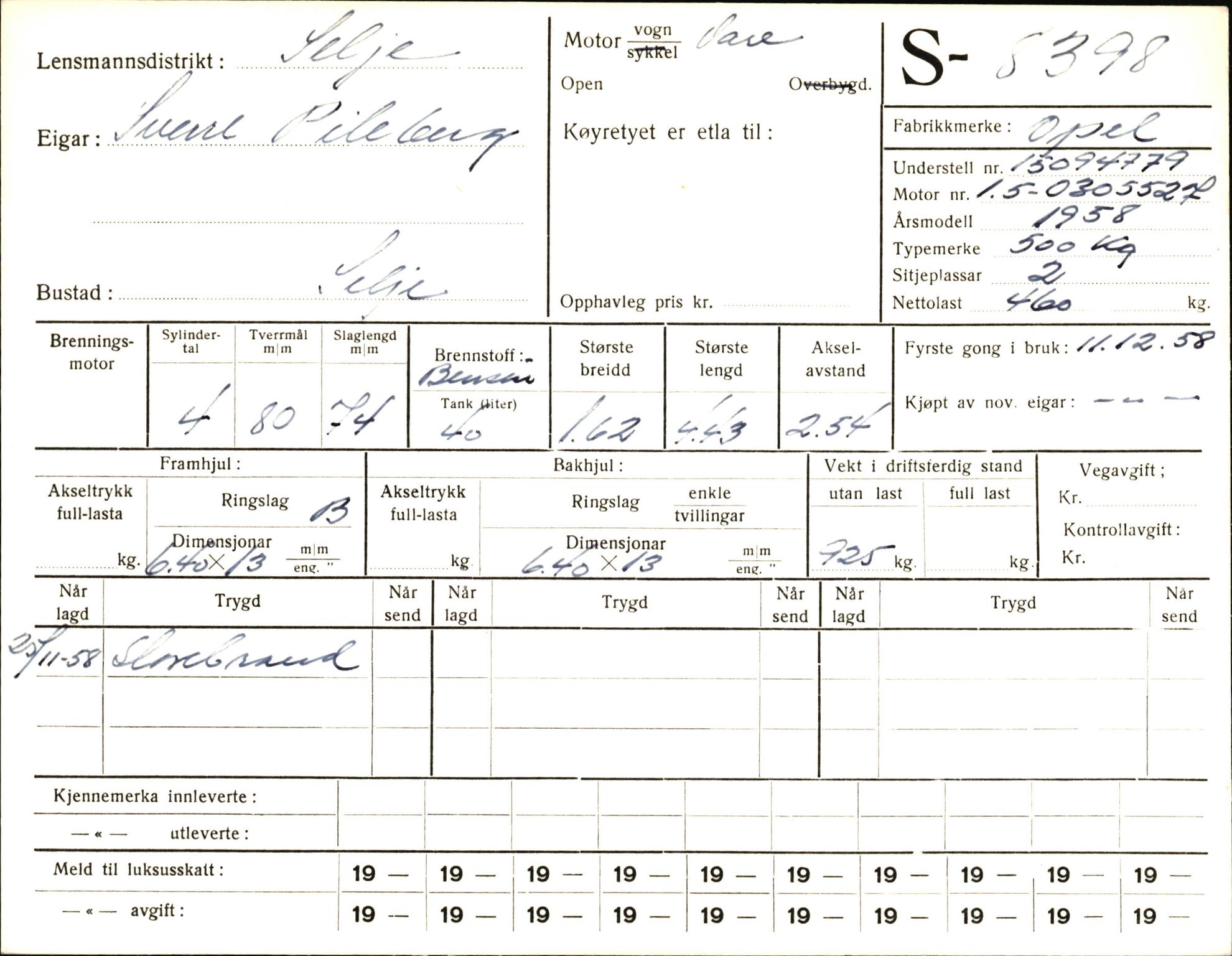 Statens vegvesen, Sogn og Fjordane vegkontor, AV/SAB-A-5301/4/F/L0006: Registerkort utmeldte Fjordane S8300-9500, 1930-1961, p. 158