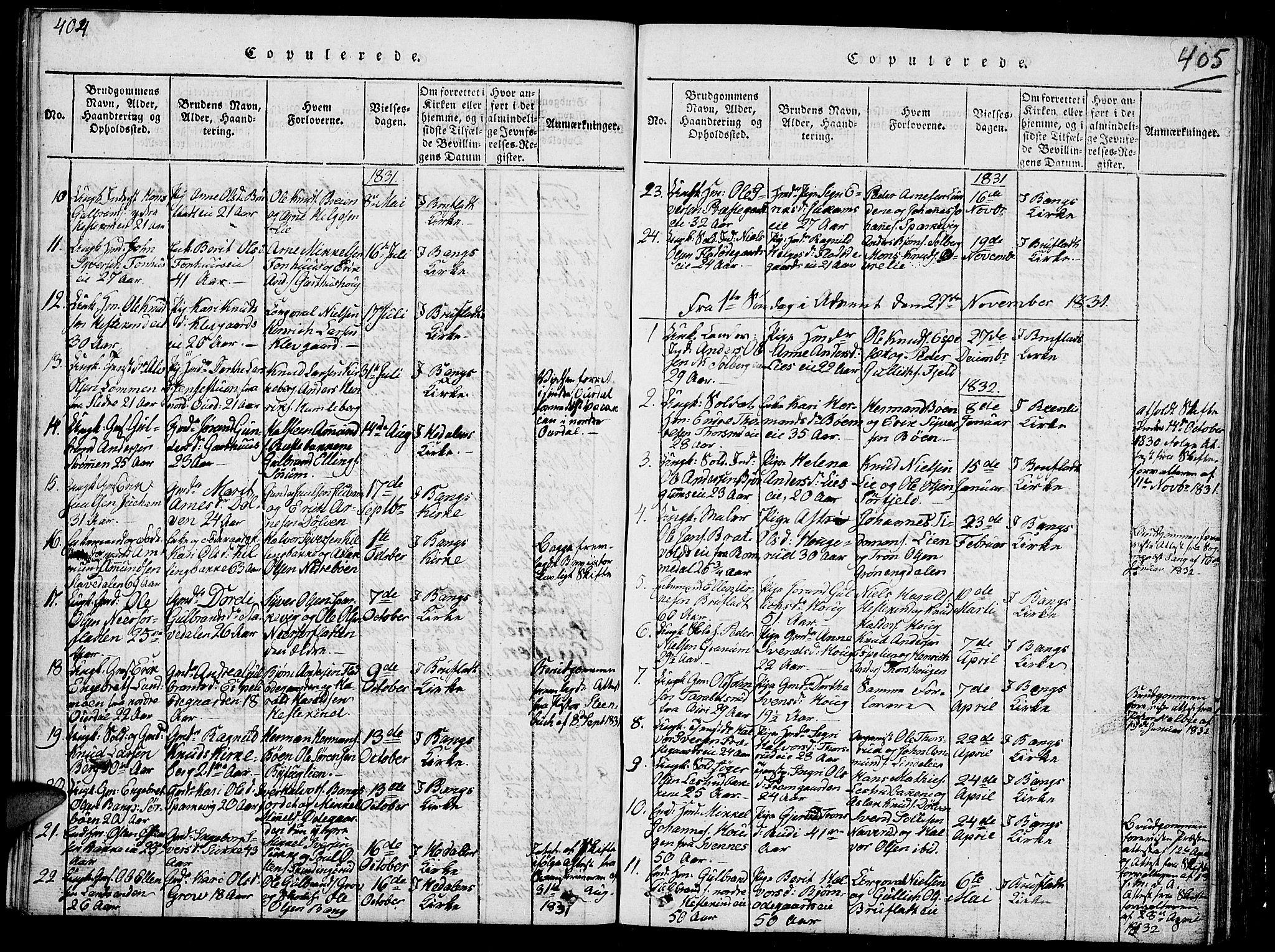 Sør-Aurdal prestekontor, SAH/PREST-128/H/Ha/Hab/L0002: Parish register (copy) no. 2, 1826-1840, p. 404-405