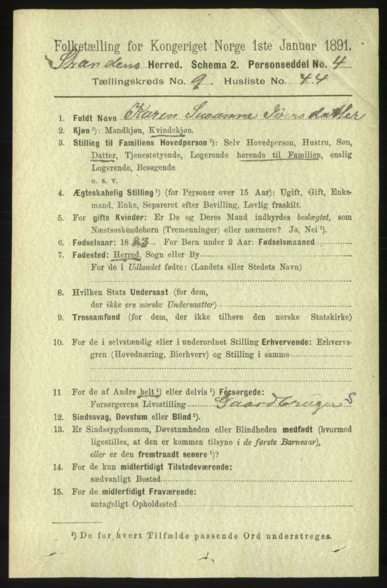 RA, 1891 census for 1525 Stranda, 1891, p. 2364