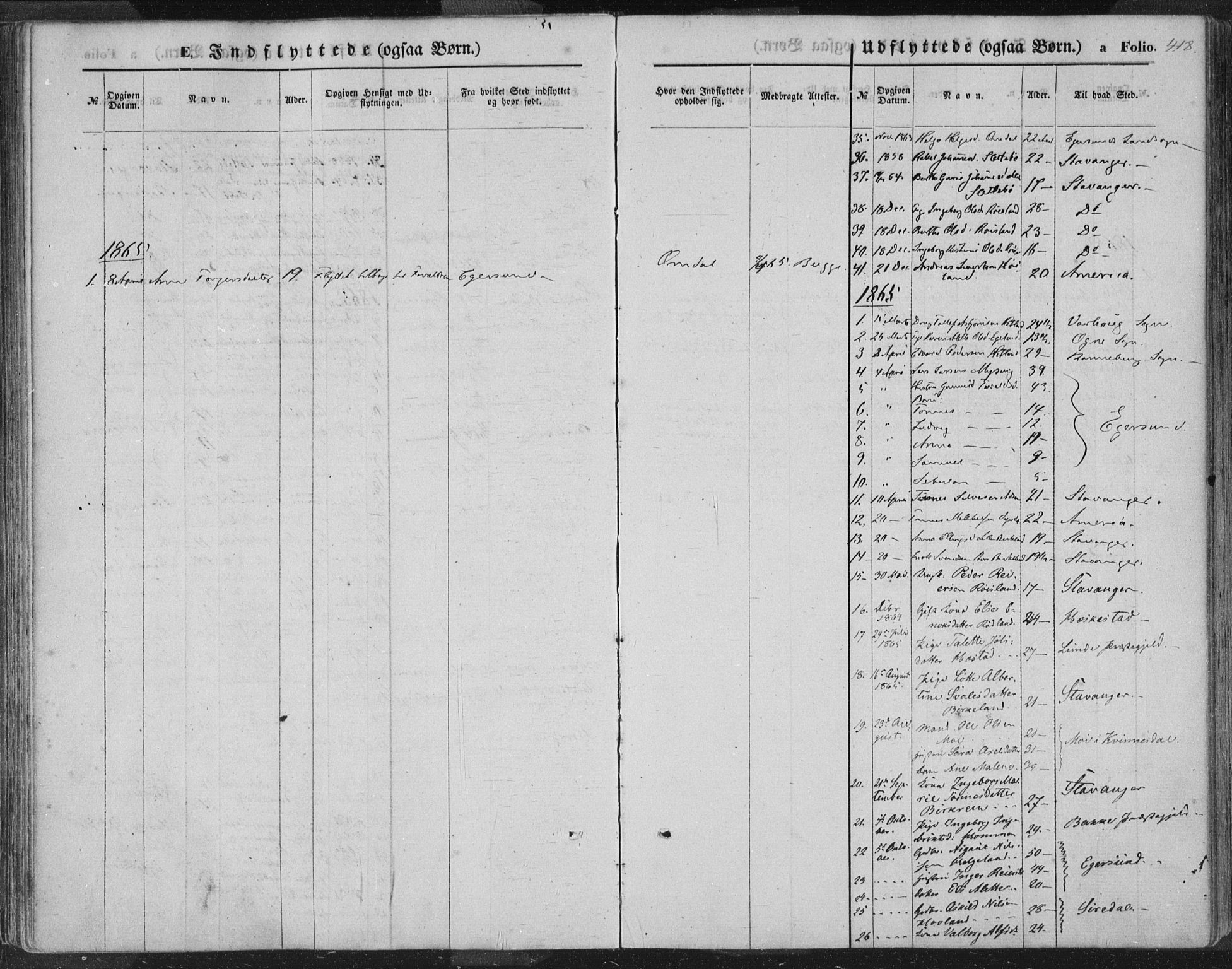 Helleland sokneprestkontor, AV/SAST-A-101810: Parish register (official) no. A 7.2, 1863-1886, p. 418