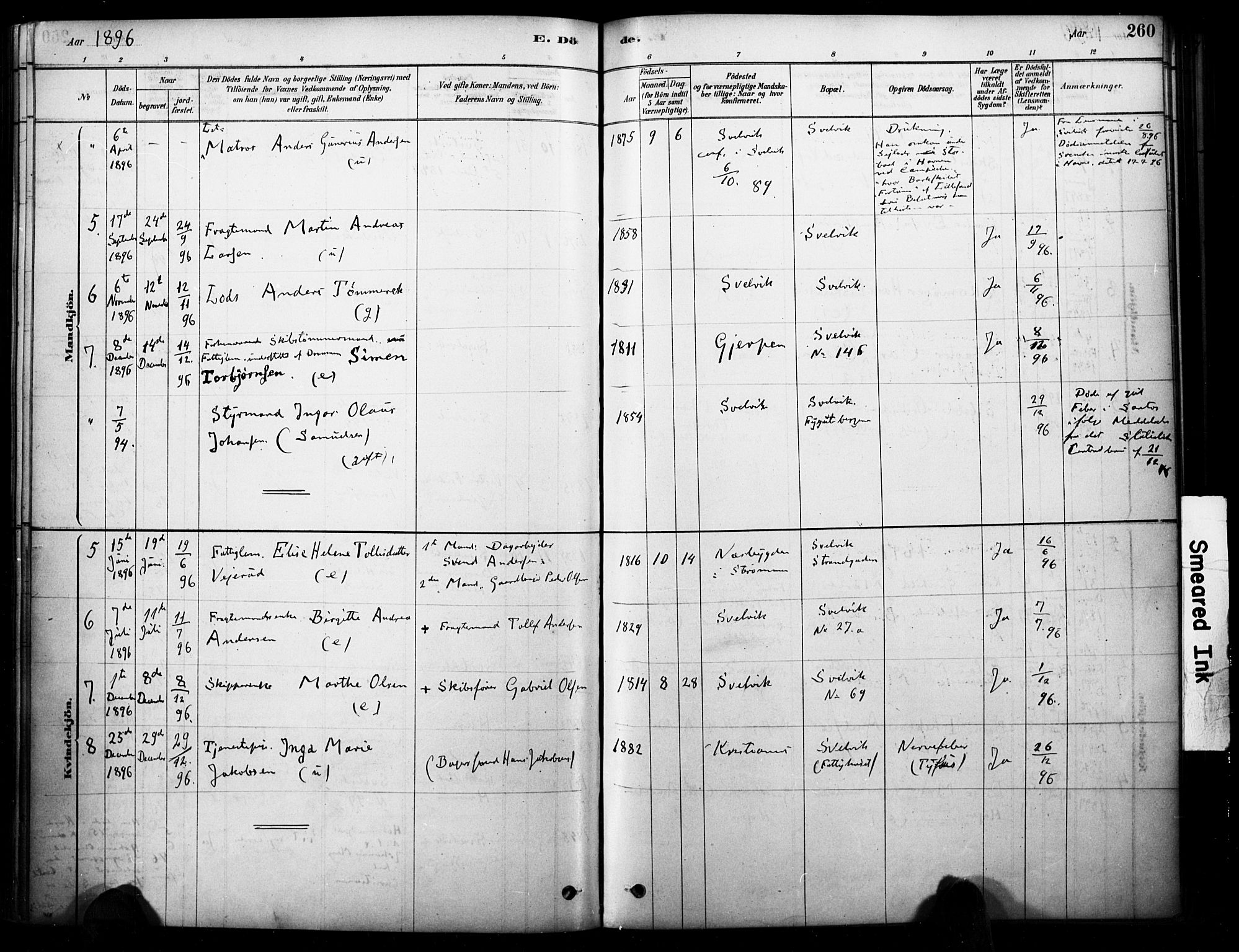 Strømm kirkebøker, AV/SAKO-A-322/F/Fb/L0001: Parish register (official) no. II 1, 1878-1899, p. 260