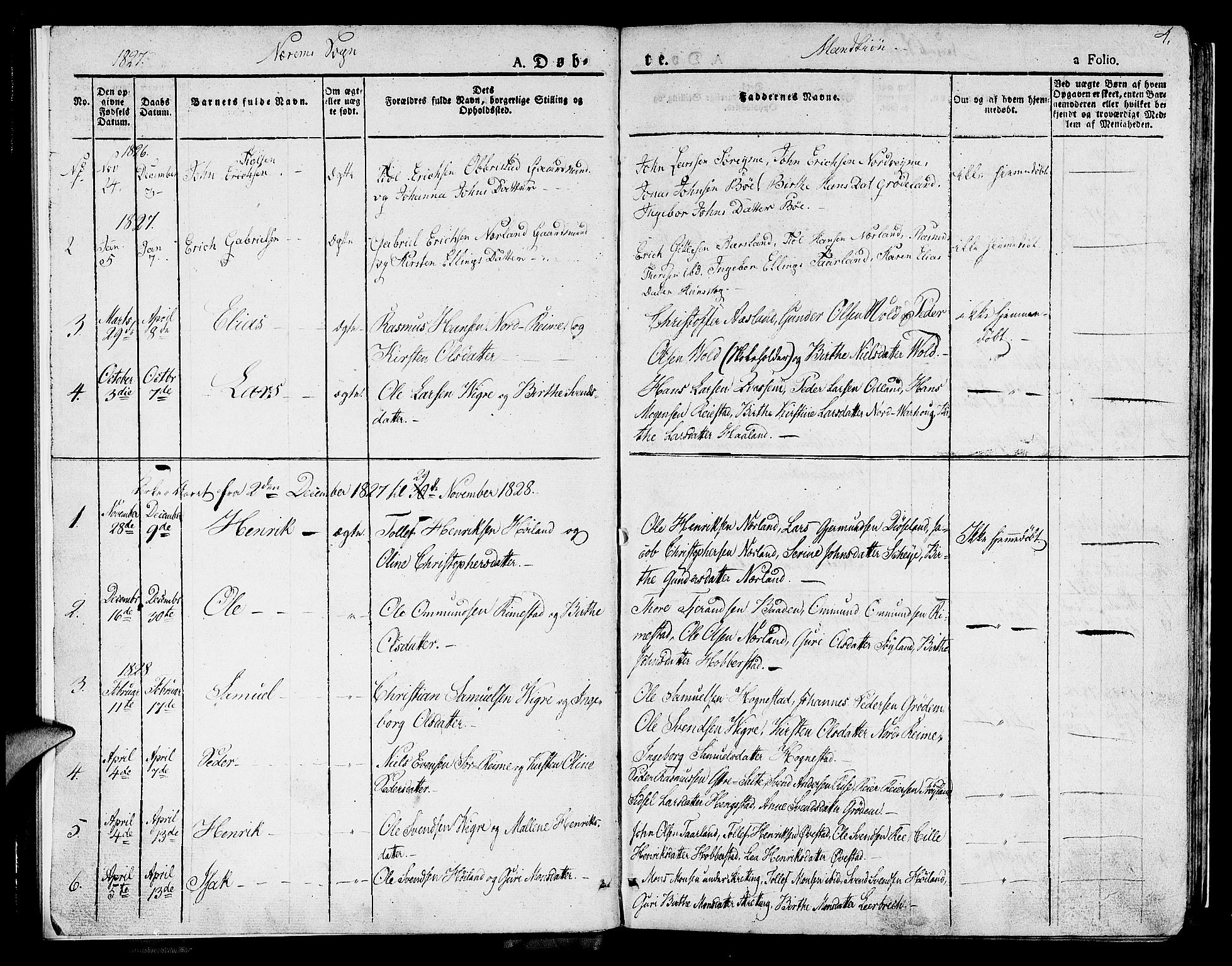 Hå sokneprestkontor, SAST/A-101801/001/30BA/L0004: Parish register (official) no. A 4.1 /1, 1826-1841, p. 4