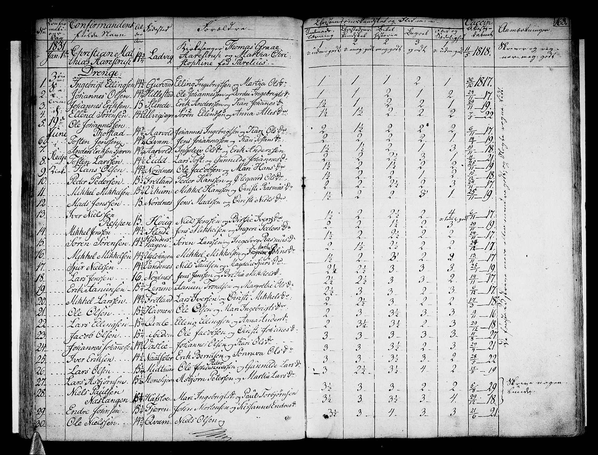 Sogndal sokneprestembete, SAB/A-81301/H/Haa/Haaa/L0010: Parish register (official) no. A 10, 1821-1838, p. 168