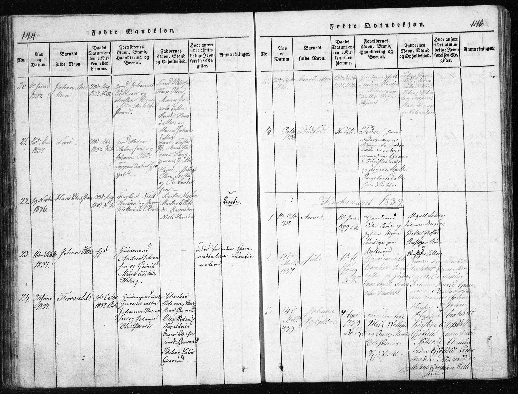 Nesodden prestekontor Kirkebøker, SAO/A-10013/G/Ga/L0001: Parish register (copy) no. I 1, 1814-1847, p. 146-147