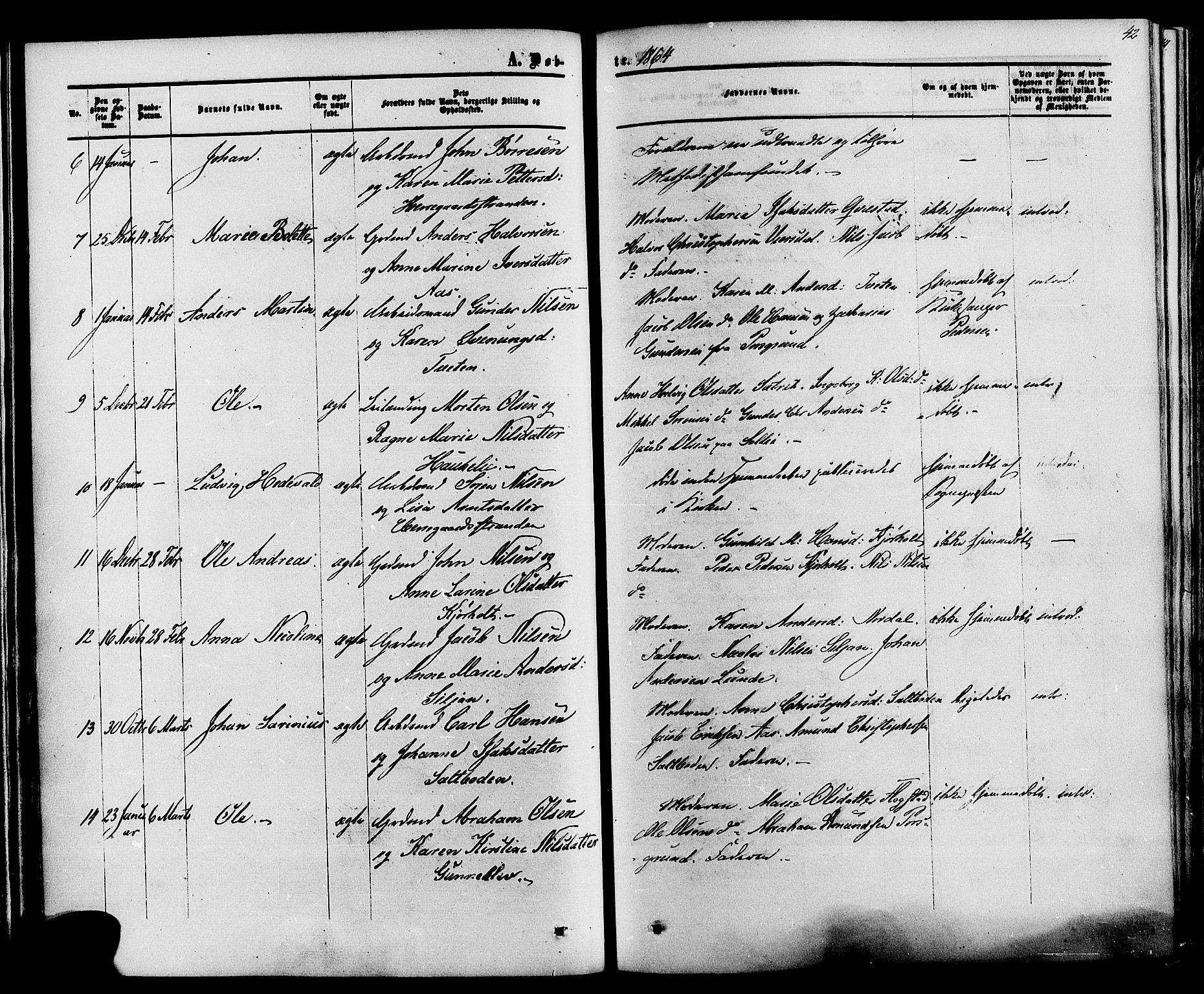 Eidanger kirkebøker, SAKO/A-261/F/Fa/L0010: Parish register (official) no. 10, 1859-1874, p. 42