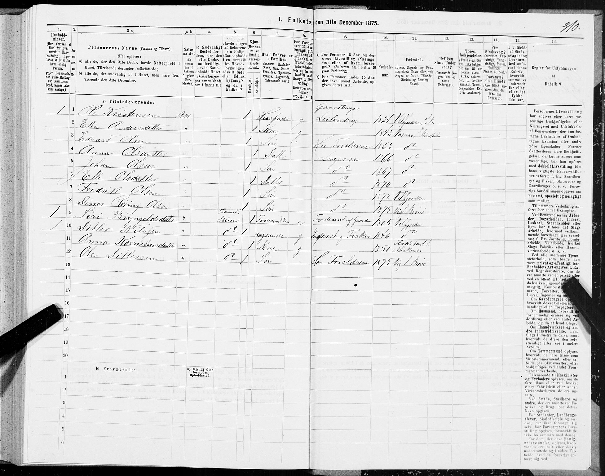 SAT, 1875 census for 1814P Brønnøy, 1875, p. 2310