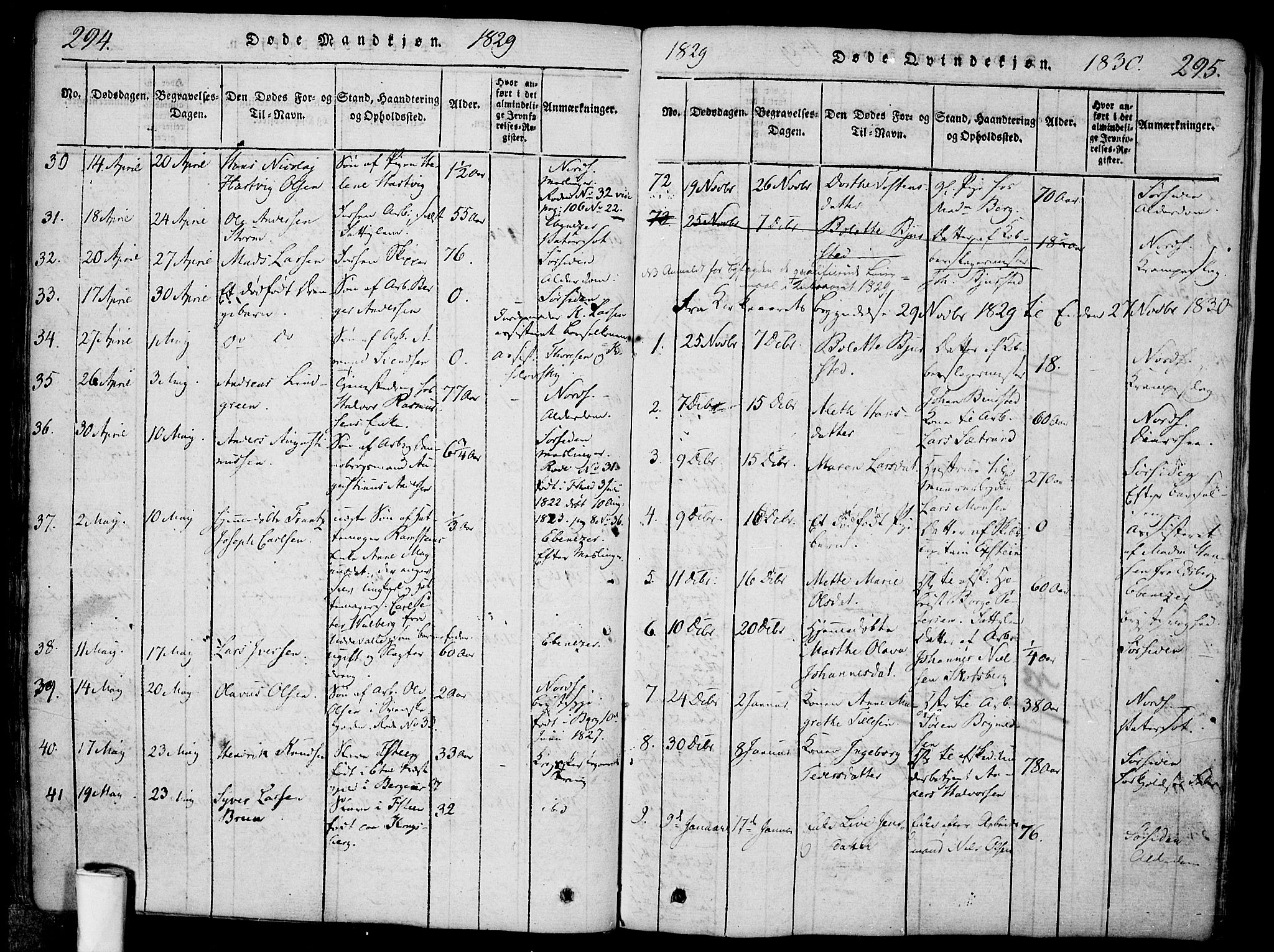 Halden prestekontor Kirkebøker, AV/SAO-A-10909/F/Fa/L0003: Parish register (official) no. I 3, 1815-1834, p. 294-295