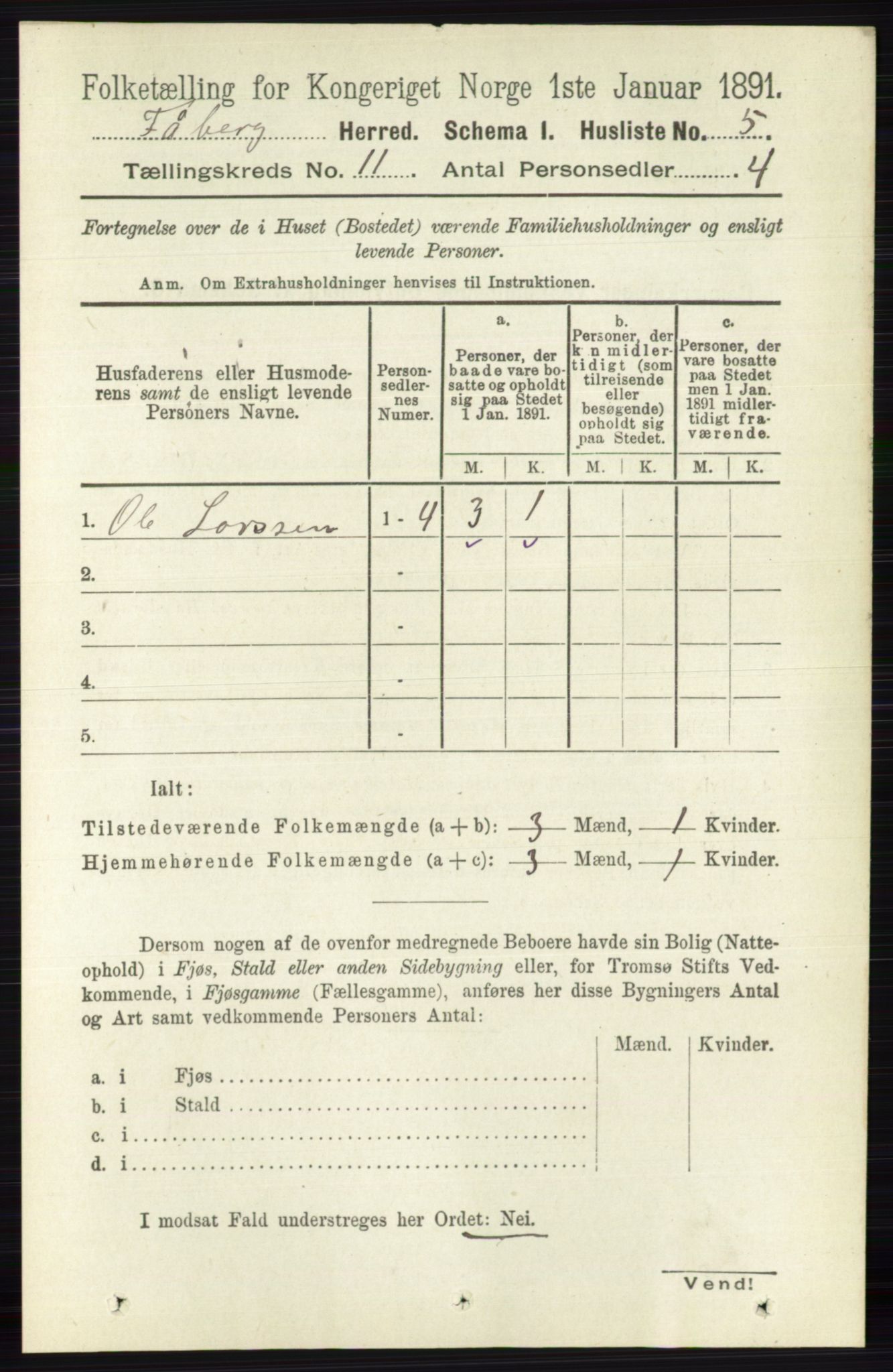 RA, 1891 census for 0524 Fåberg, 1891, p. 4453