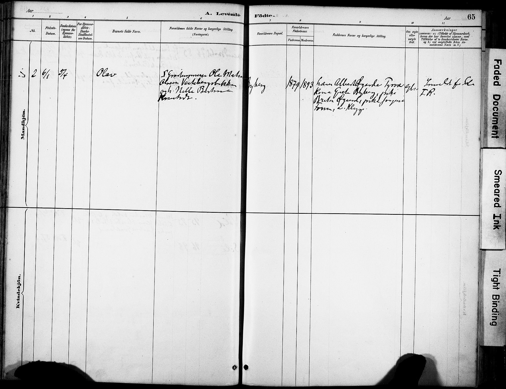 Klepp sokneprestkontor, AV/SAST-A-101803/001/3/30BA/L0008: Parish register (official) no. A 9, 1886-1919, p. 65