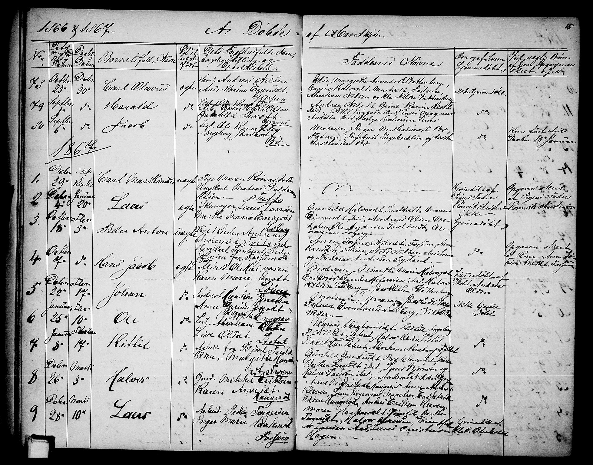 Gjerpen kirkebøker, SAKO/A-265/G/Ga/L0001: Parish register (copy) no. I 1, 1864-1882, p. 15