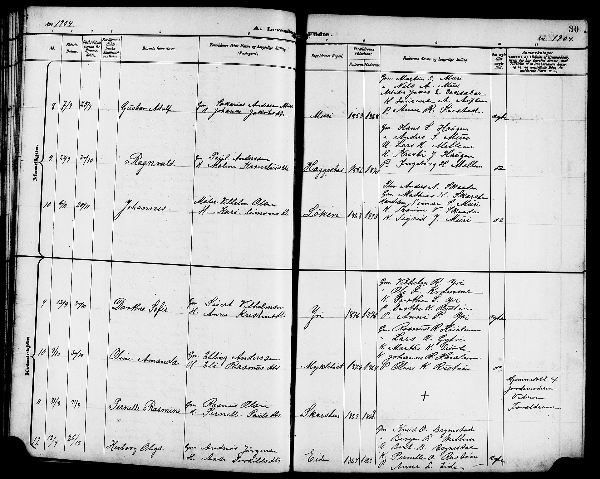 Innvik sokneprestembete, AV/SAB-A-80501: Parish register (copy) no. B 4, 1898-1916, p. 30