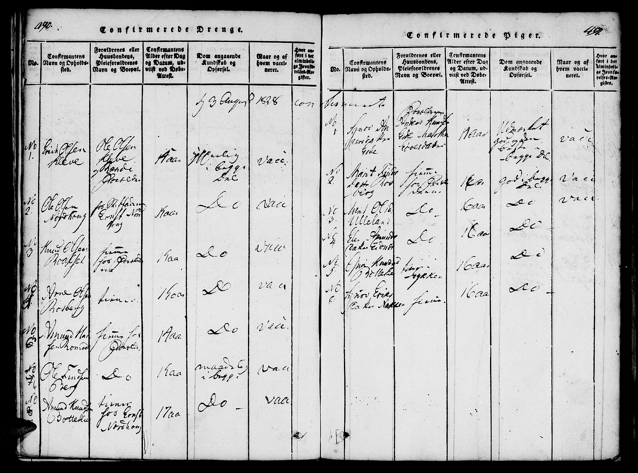 Ministerialprotokoller, klokkerbøker og fødselsregistre - Møre og Romsdal, SAT/A-1454/558/L0688: Parish register (official) no. 558A02, 1818-1843, p. 490-491