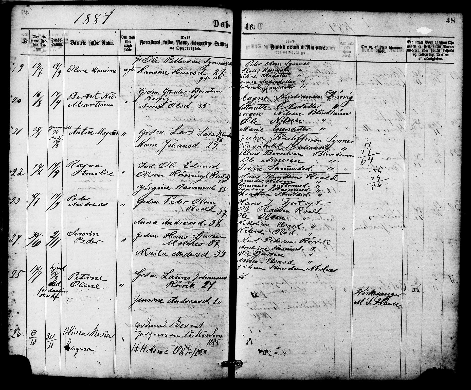 Ministerialprotokoller, klokkerbøker og fødselsregistre - Møre og Romsdal, AV/SAT-A-1454/537/L0519: Parish register (official) no. 537A03, 1876-1889, p. 48