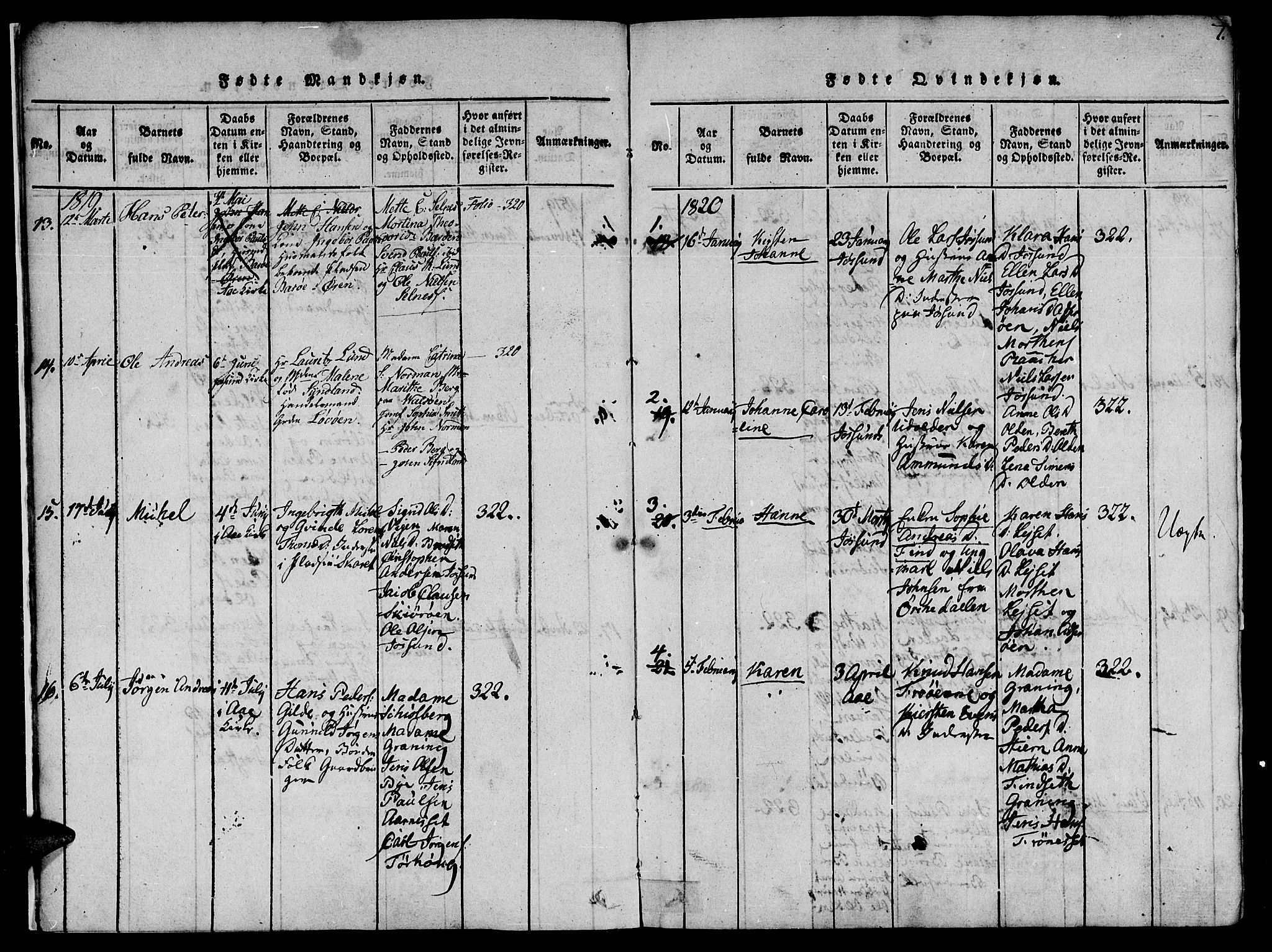 Ministerialprotokoller, klokkerbøker og fødselsregistre - Sør-Trøndelag, SAT/A-1456/655/L0675: Parish register (official) no. 655A04, 1818-1830, p. 7