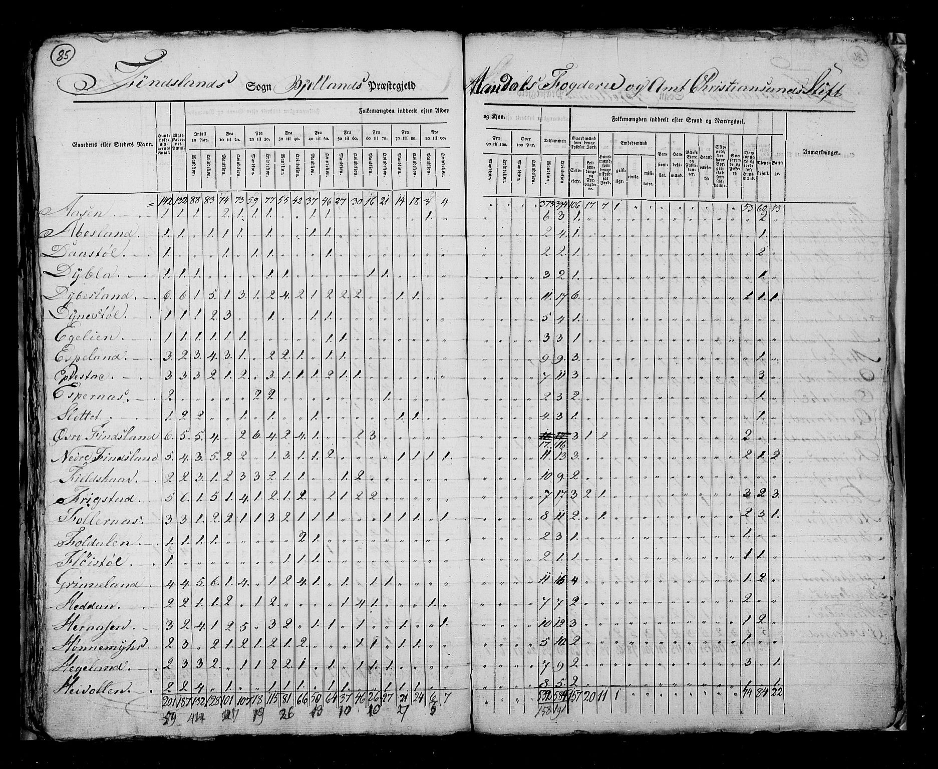 RA, Census 1825, vol. 10: Nedenes og Råbyggelaget amt, 1825, p. 85