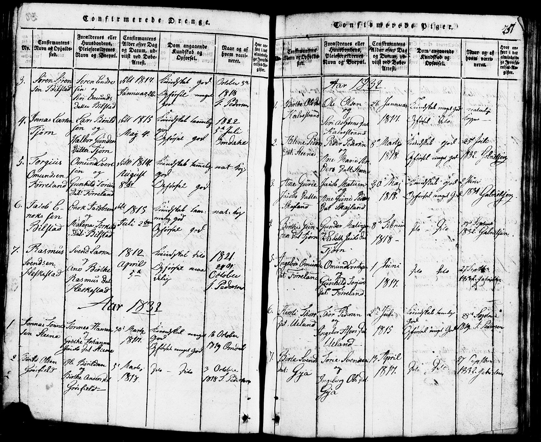 Lund sokneprestkontor, SAST/A-101809/S07/L0001: Parish register (copy) no. B 1, 1815-1853, p. 251