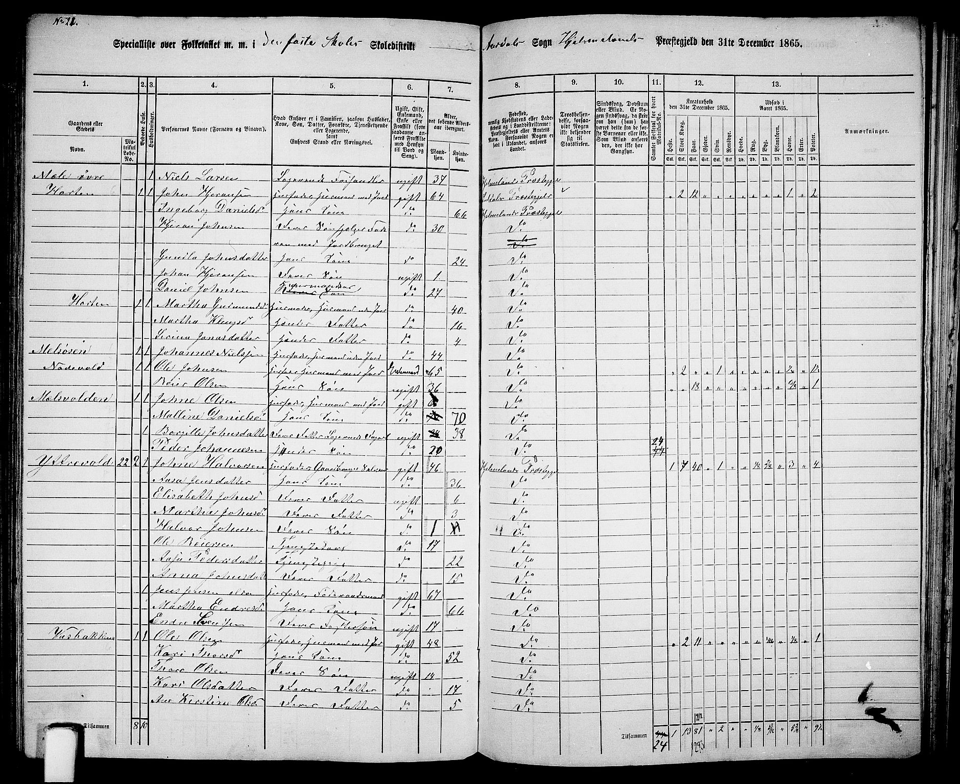 RA, 1865 census for Hjelmeland, 1865, p. 157