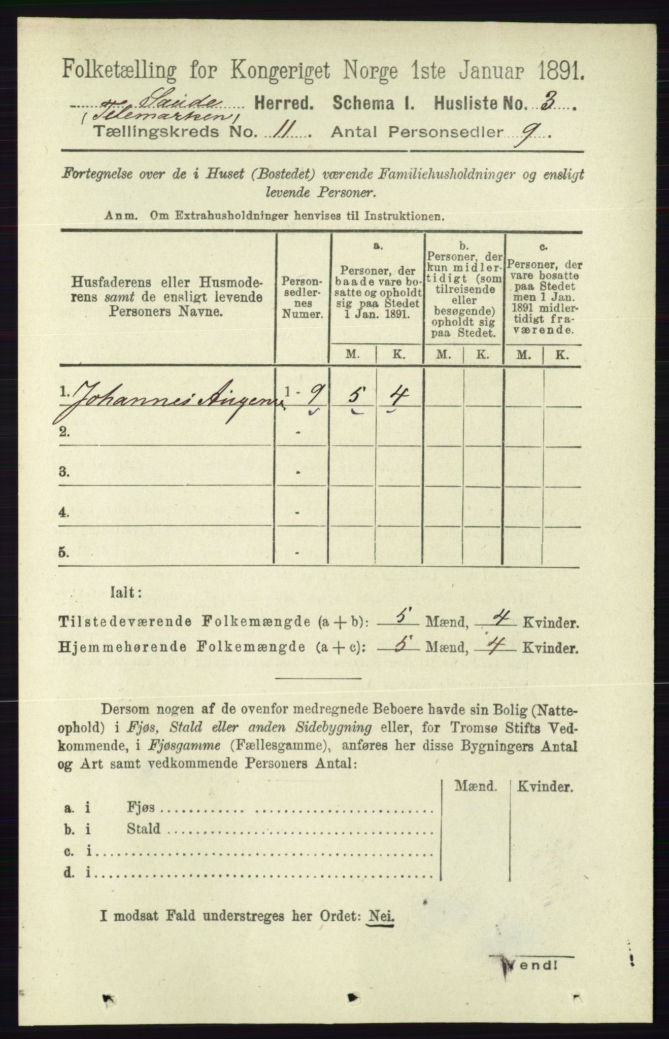 RA, 1891 census for 0822 Sauherad, 1891, p. 3344