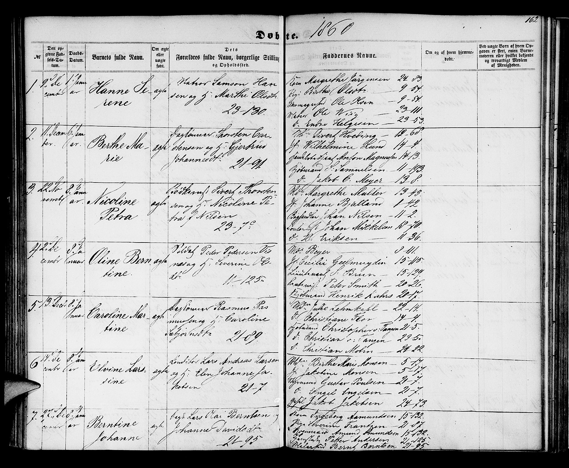 Korskirken sokneprestembete, SAB/A-76101/H/Hab: Parish register (copy) no. B 4, 1858-1863, p. 162