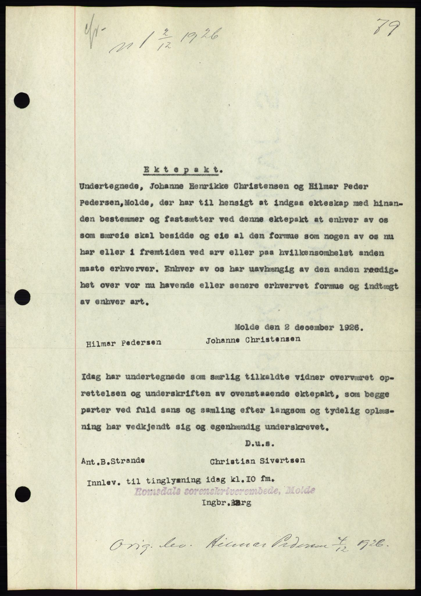 Molde byfogd, AV/SAT-A-0025/2/2C/L0011: Mortgage book no. 11, 1926-1932, Deed date: 02.12.1926