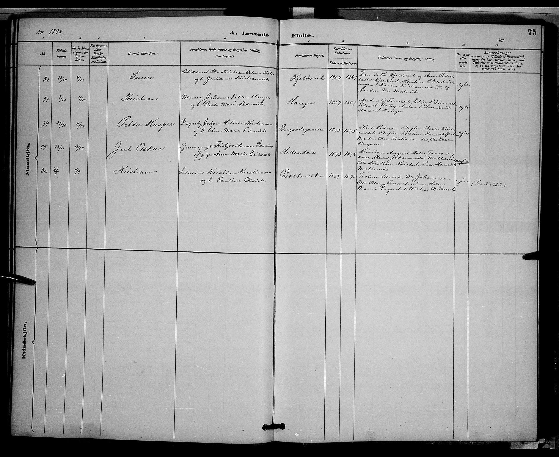 Vestre Toten prestekontor, SAH/PREST-108/H/Ha/Hab/L0009: Parish register (copy) no. 9, 1888-1900, p. 75