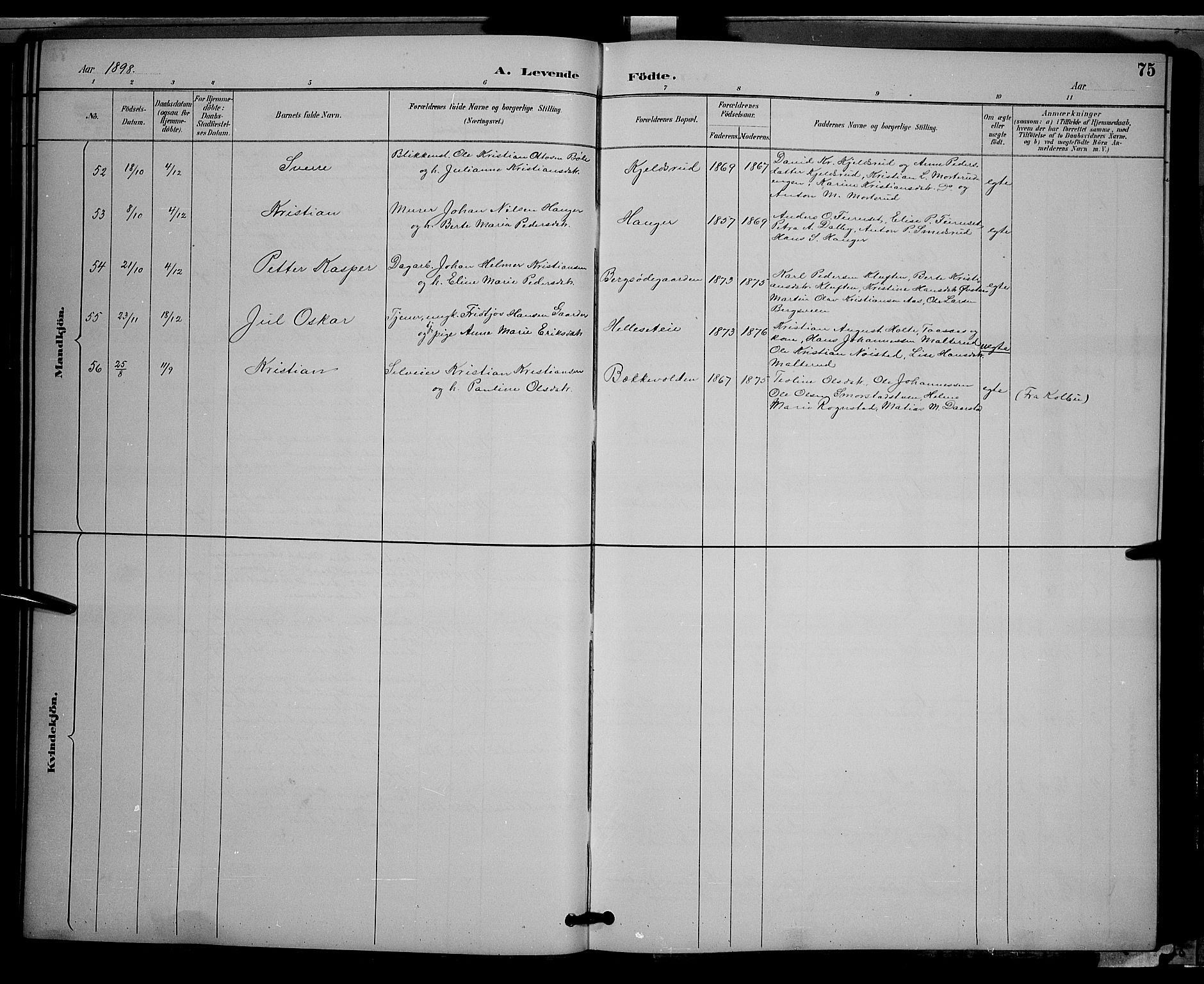 Vestre Toten prestekontor, AV/SAH-PREST-108/H/Ha/Hab/L0009: Parish register (copy) no. 9, 1888-1900, p. 75