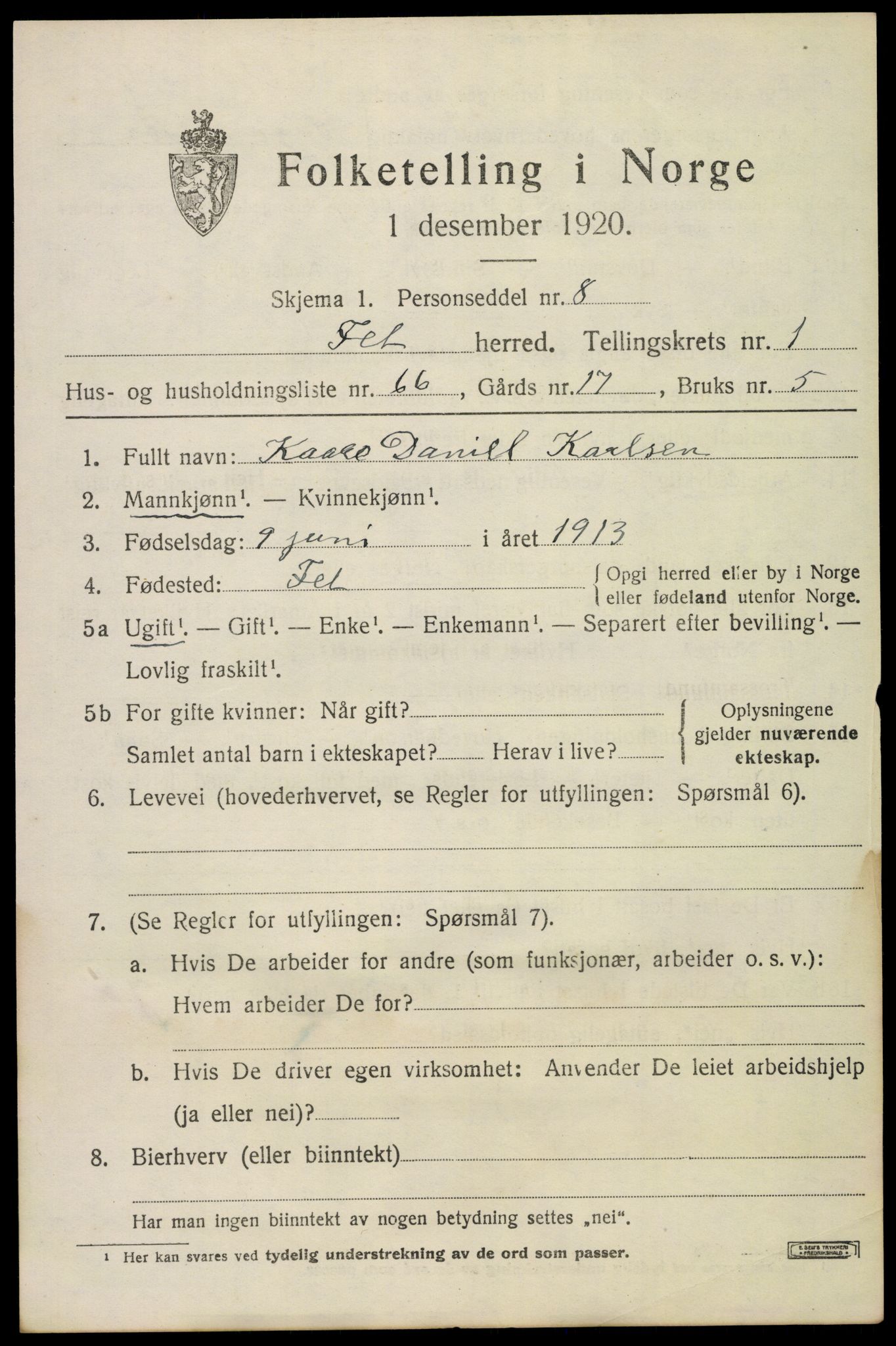 SAO, 1920 census for Fet, 1920, p. 2686