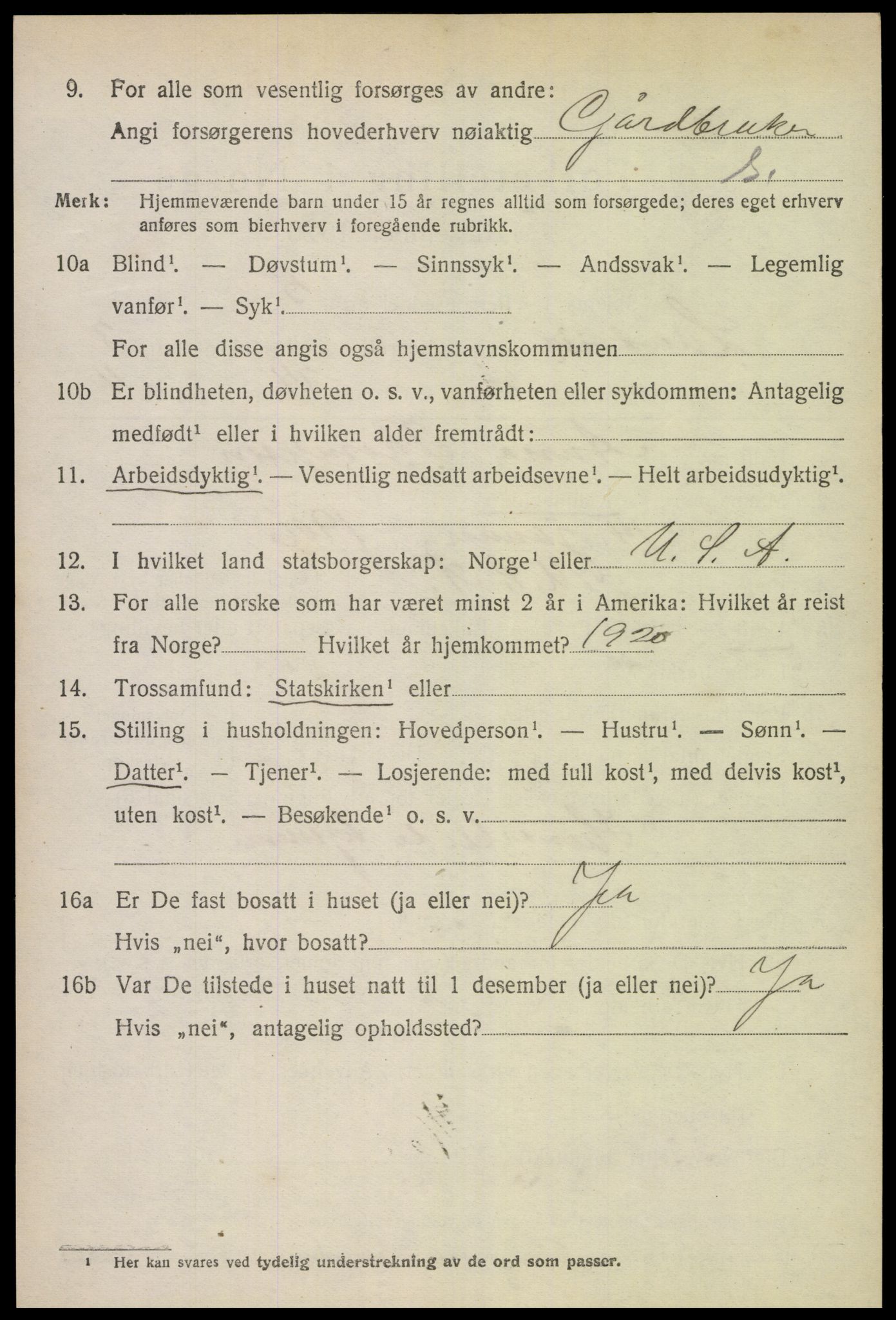 SAK, 1920 census for Landvik, 1920, p. 3441