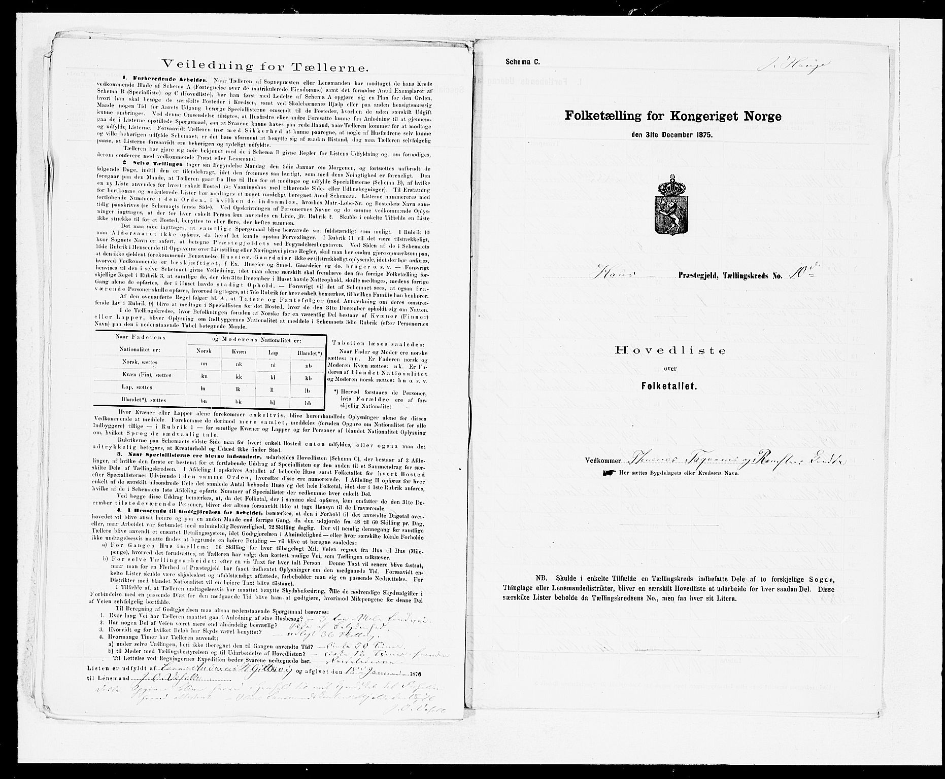 SAB, 1875 census for 1250P Haus, 1875, p. 20