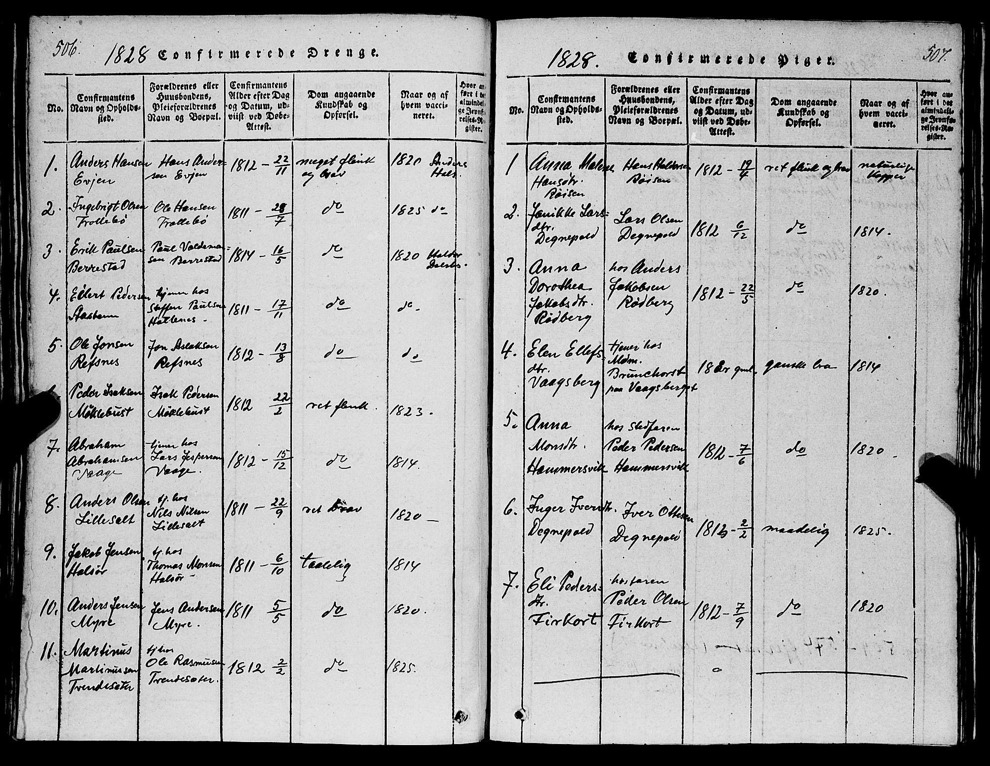 Selje sokneprestembete, AV/SAB-A-99938/H/Ha/Hab/Haba: Parish register (copy) no. A 1, 1816-1828, p. 506-507