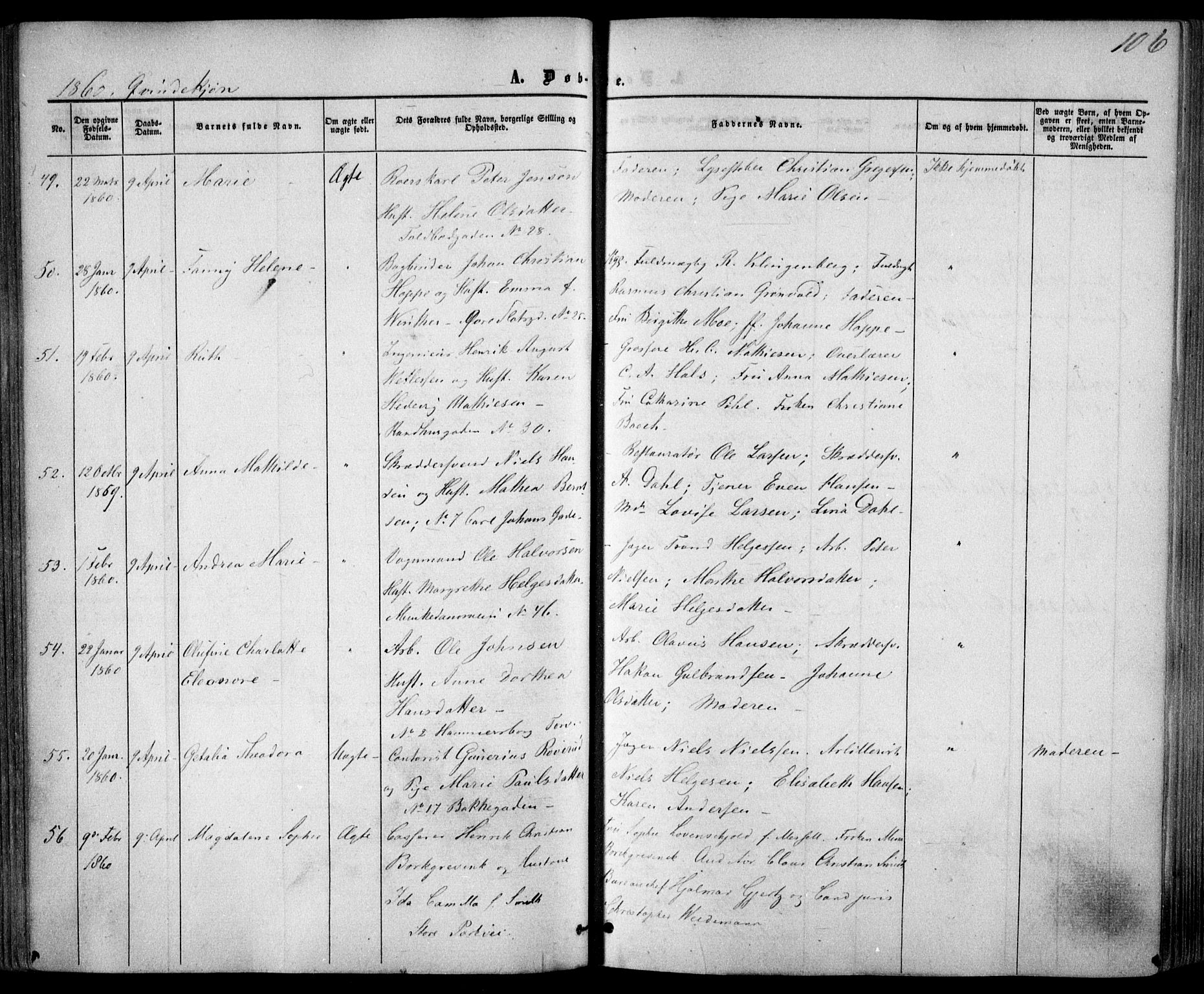 Trefoldighet prestekontor Kirkebøker, AV/SAO-A-10882/F/Fa/L0001: Parish register (official) no. I 1, 1858-1863, p. 106