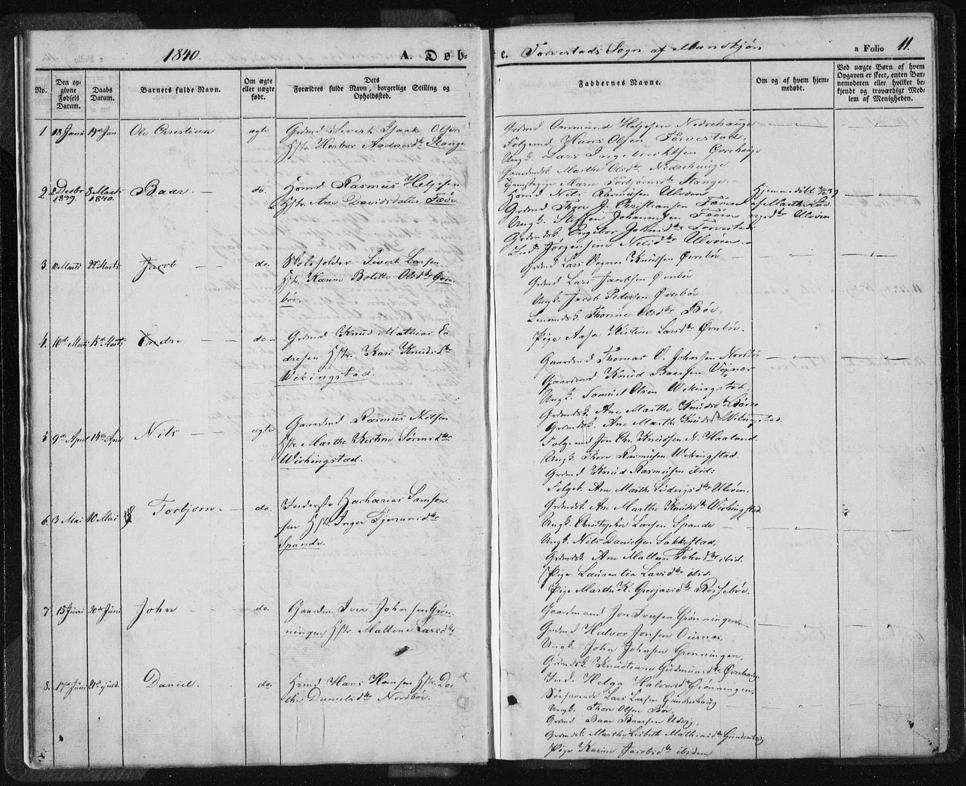 Torvastad sokneprestkontor, AV/SAST-A -101857/H/Ha/Haa/L0005: Parish register (official) no. A 5, 1836-1847, p. 11