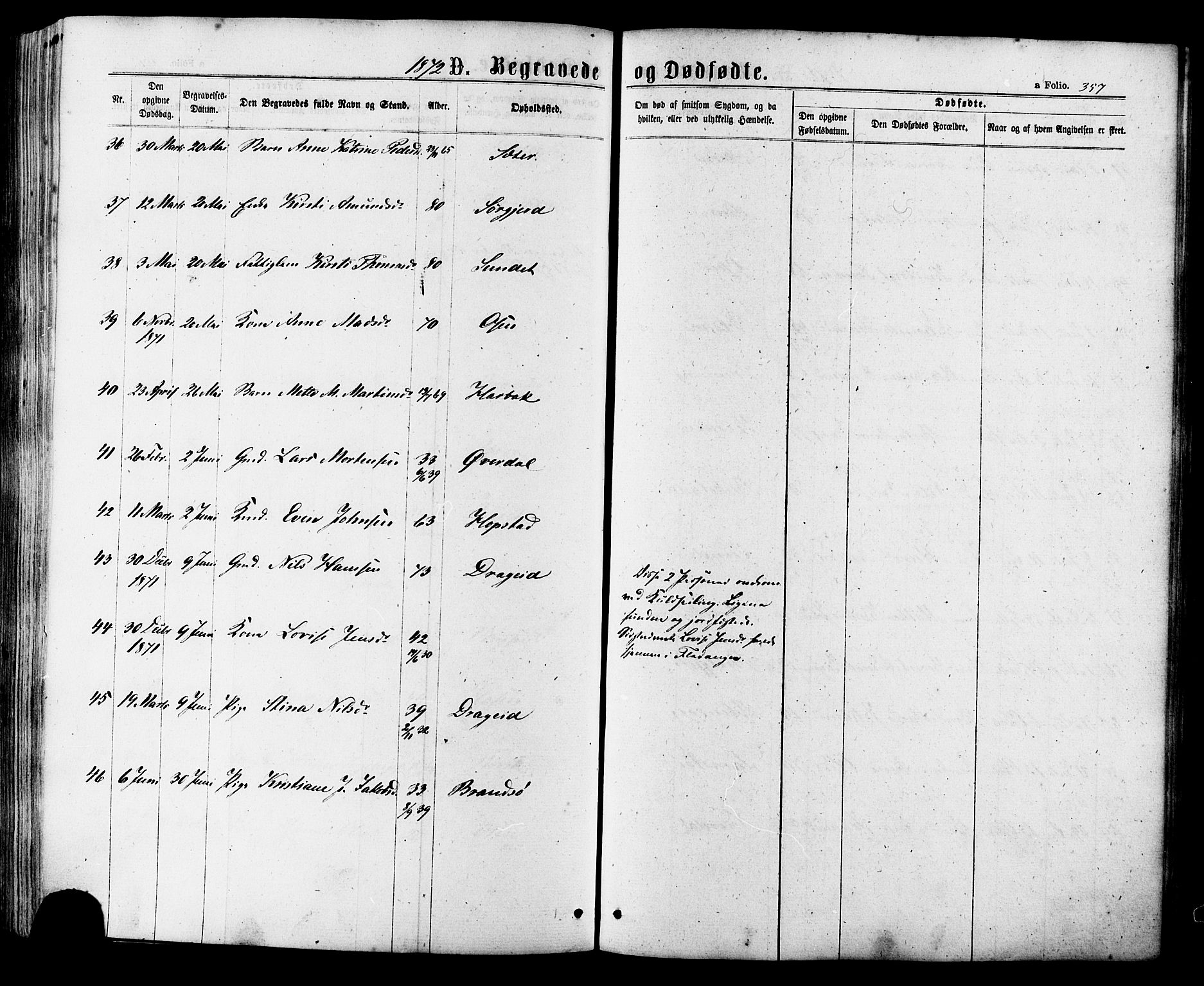 Ministerialprotokoller, klokkerbøker og fødselsregistre - Sør-Trøndelag, AV/SAT-A-1456/657/L0706: Parish register (official) no. 657A07, 1867-1878, p. 357