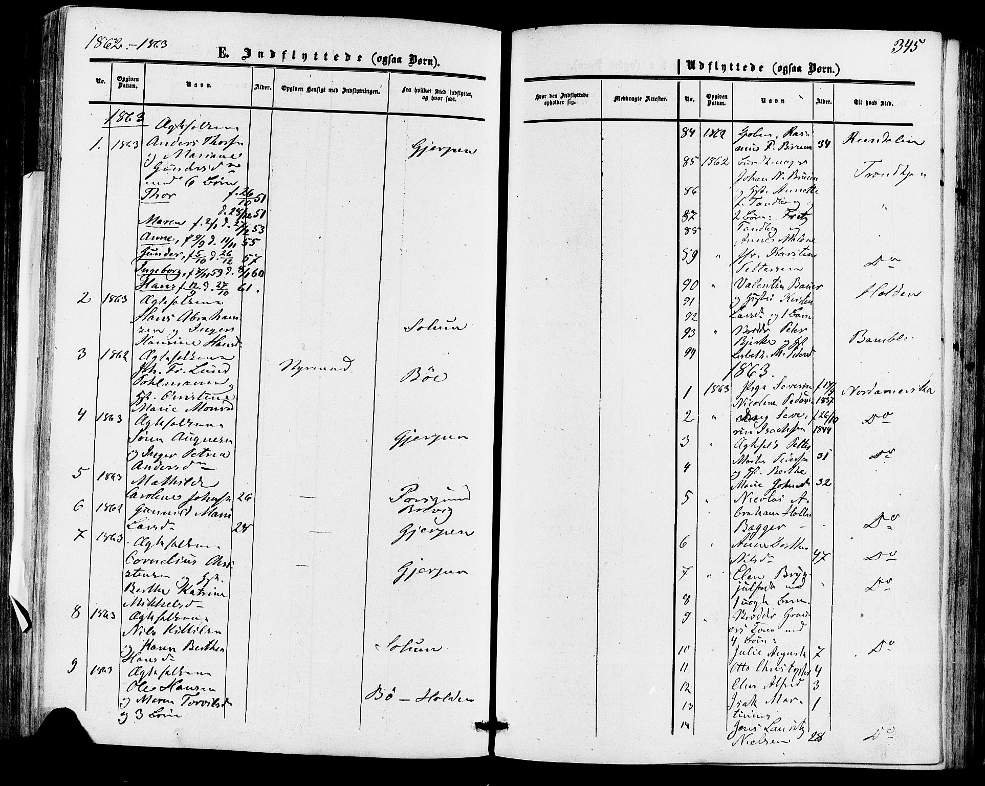 Skien kirkebøker, SAKO/A-302/F/Fa/L0007: Parish register (official) no. 7, 1856-1865, p. 345