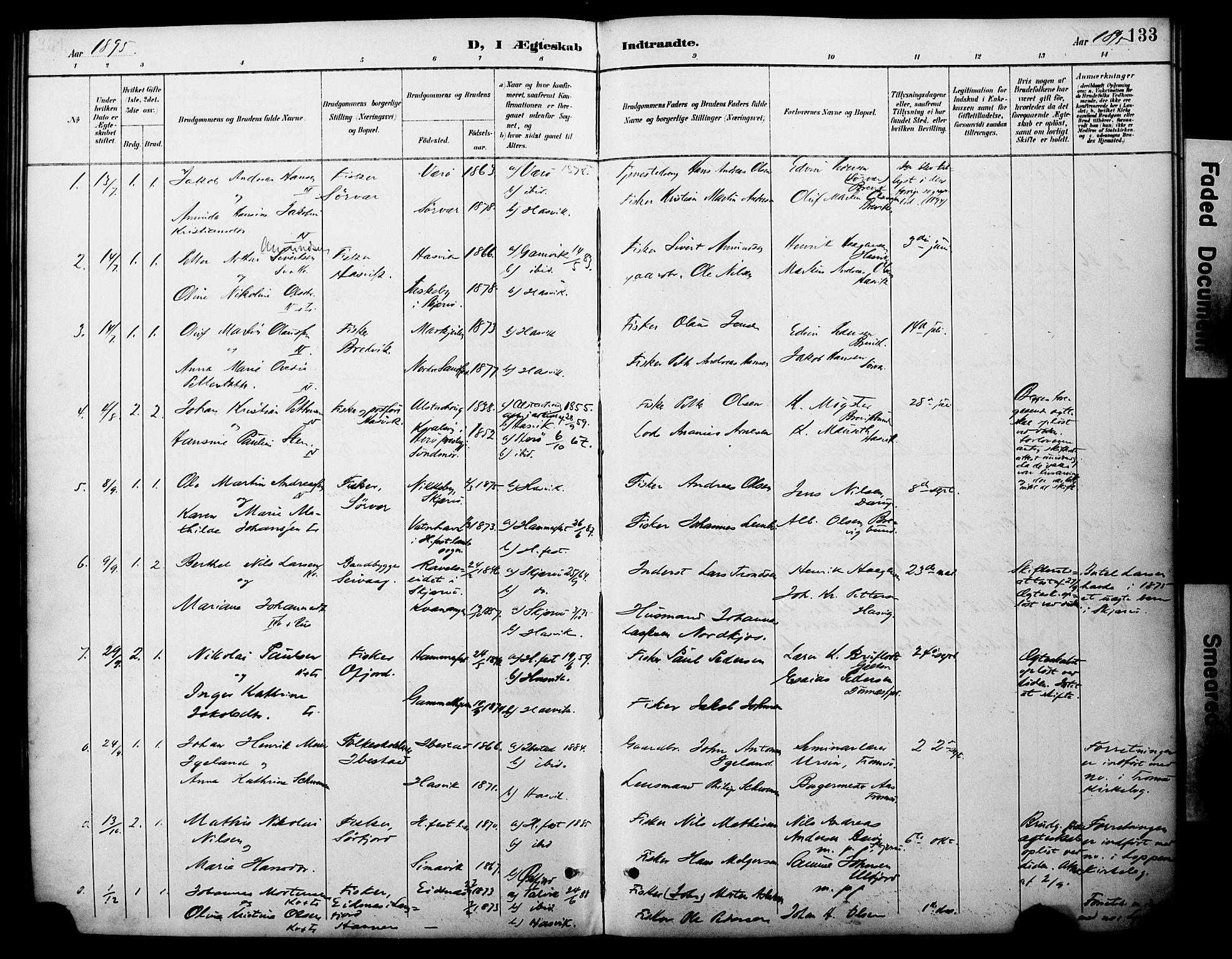 Loppa sokneprestkontor, SATØ/S-1339/H/Ha/L0008kirke: Parish register (official) no. 8, 1889-1907, p. 133