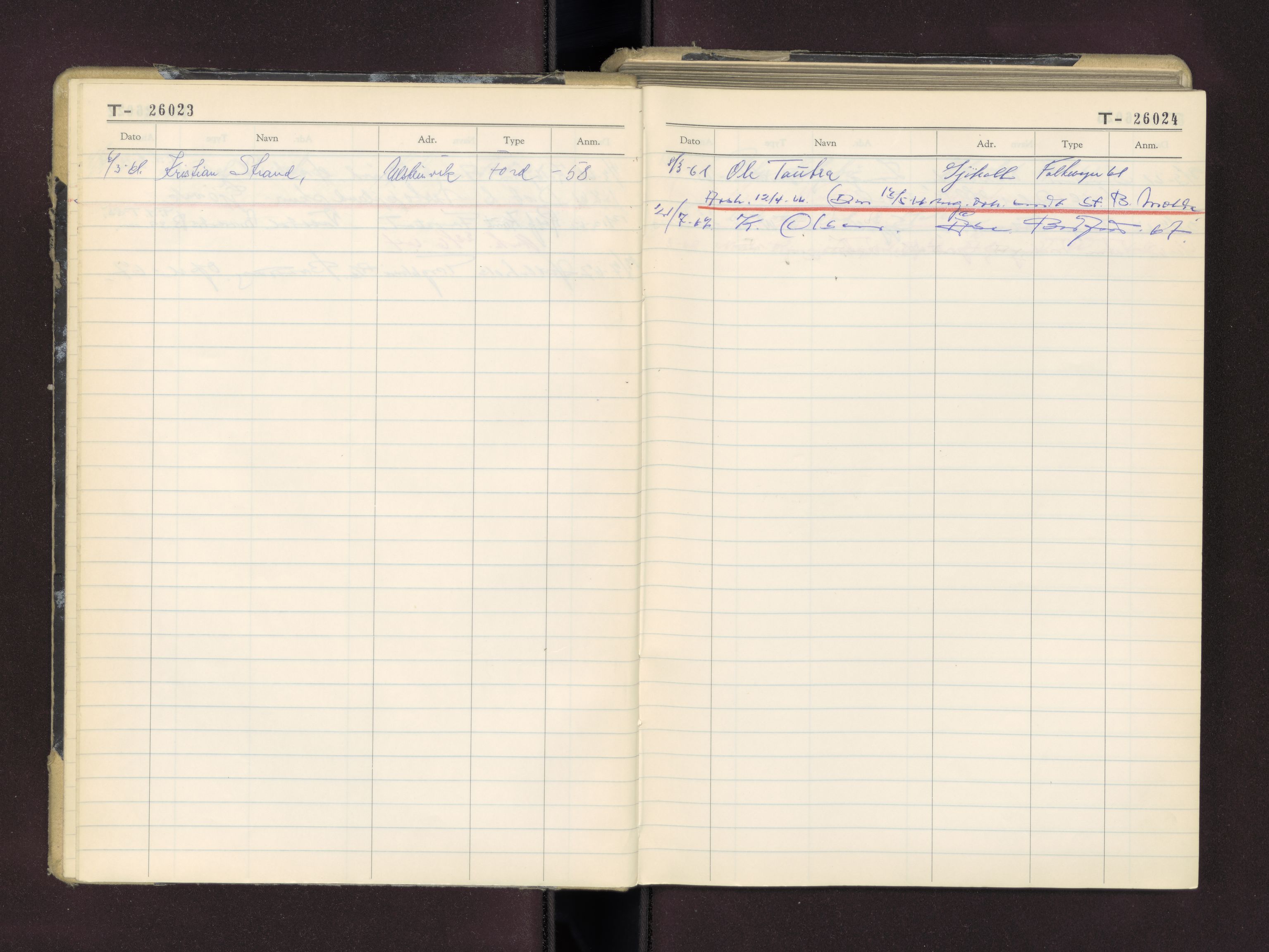 Møre og Romsdal vegkontor - Ålesund trafikkstasjon, AV/SAT-A-4099/F/Fc/L0025: Bilregister; T 26000 - T 26499, 1960-1970