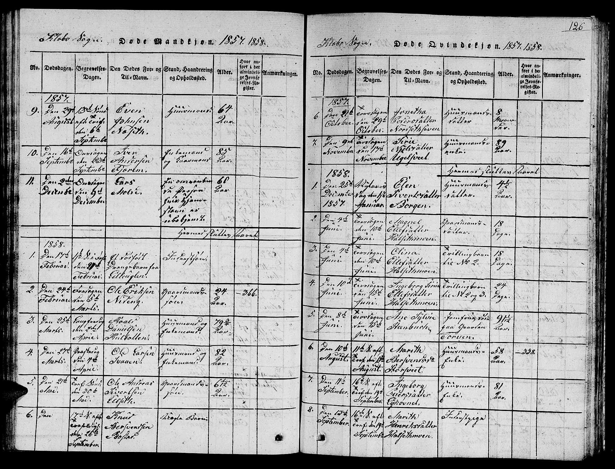 Ministerialprotokoller, klokkerbøker og fødselsregistre - Sør-Trøndelag, SAT/A-1456/618/L0450: Parish register (copy) no. 618C01, 1816-1865, p. 126