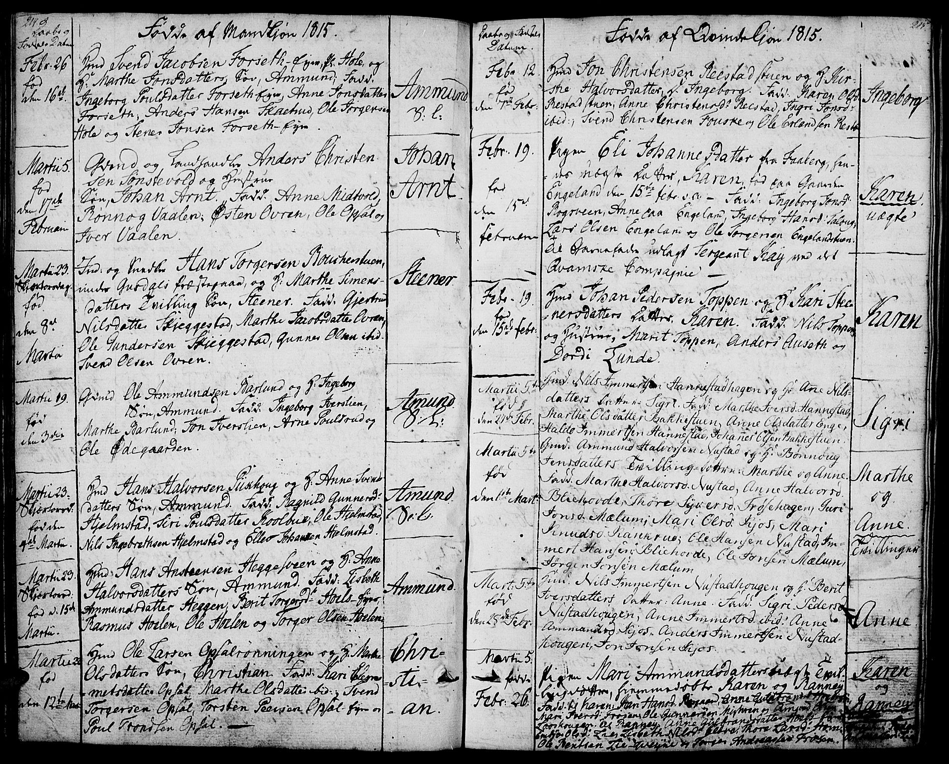 Gausdal prestekontor, SAH/PREST-090/H/Ha/Haa/L0004: Parish register (official) no. 4, 1809-1817, p. 214-215