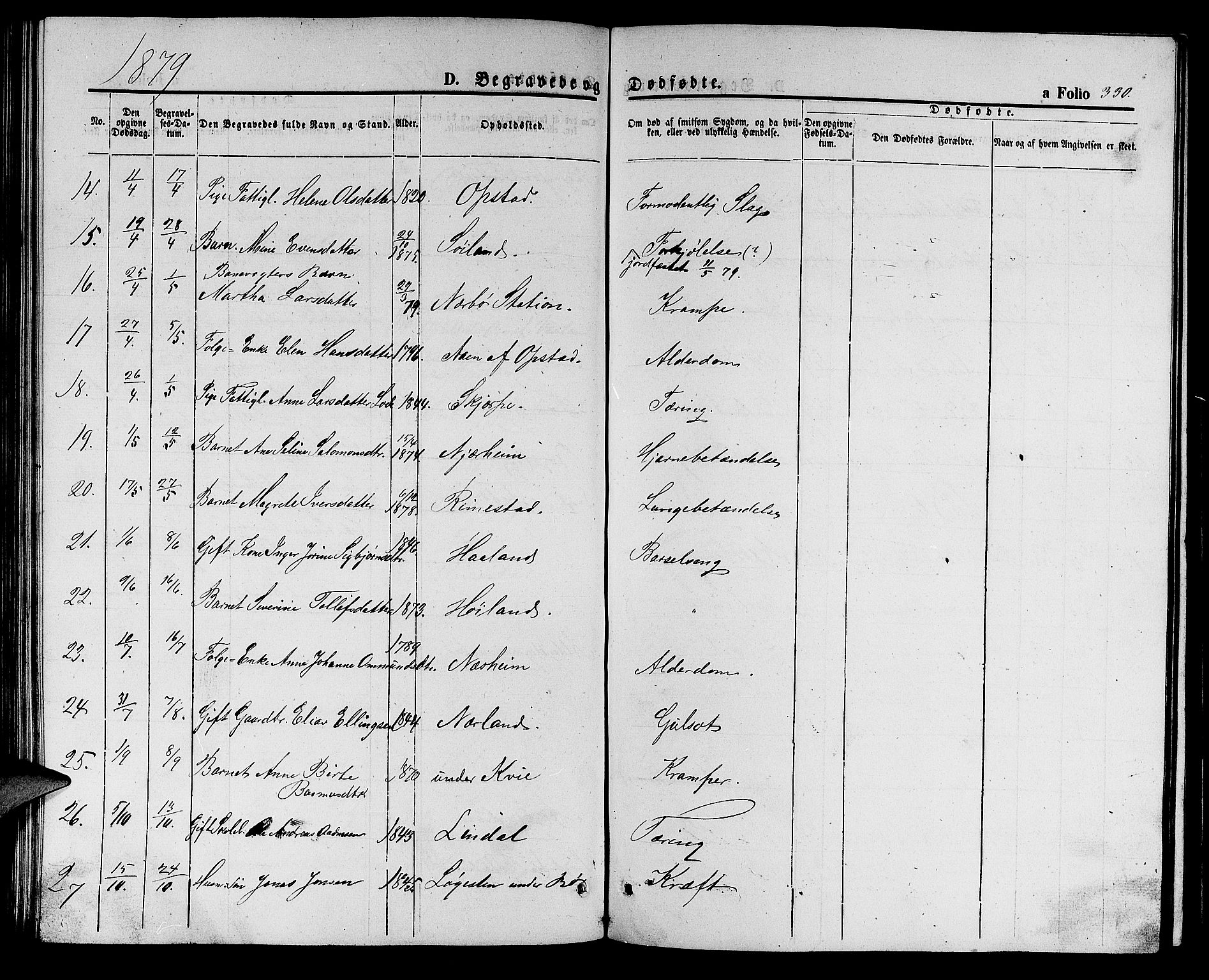 Hå sokneprestkontor, AV/SAST-A-101801/001/30BB/L0001: Parish register (copy) no. B 1, 1854-1883, p. 330