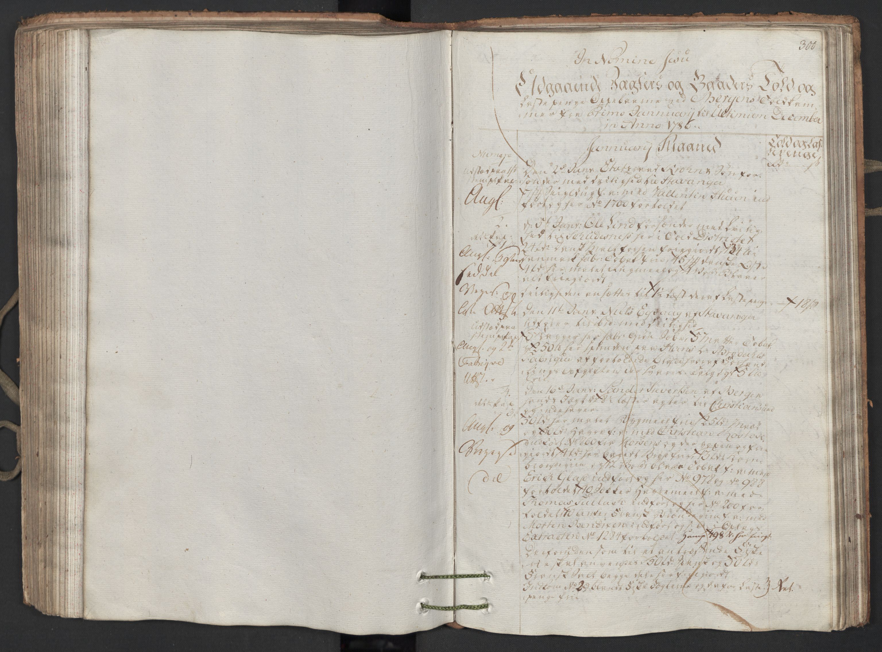 Generaltollkammeret, tollregnskaper, AV/RA-EA-5490/R26/L0223/0001: Tollregnskaper Bergen A / Utgående hovedtollbok, 1786, p. 299b-300a