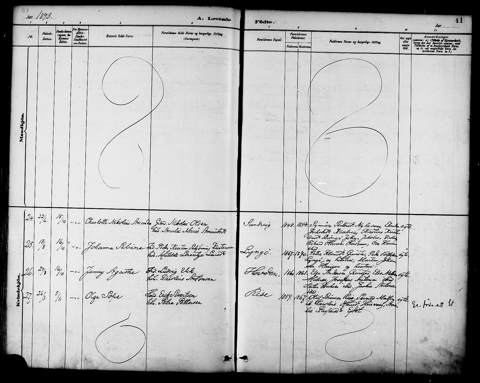 Ministerialprotokoller, klokkerbøker og fødselsregistre - Nordland, AV/SAT-A-1459/892/L1320: Parish register (official) no. 892A01, 1886-1901, p. 41