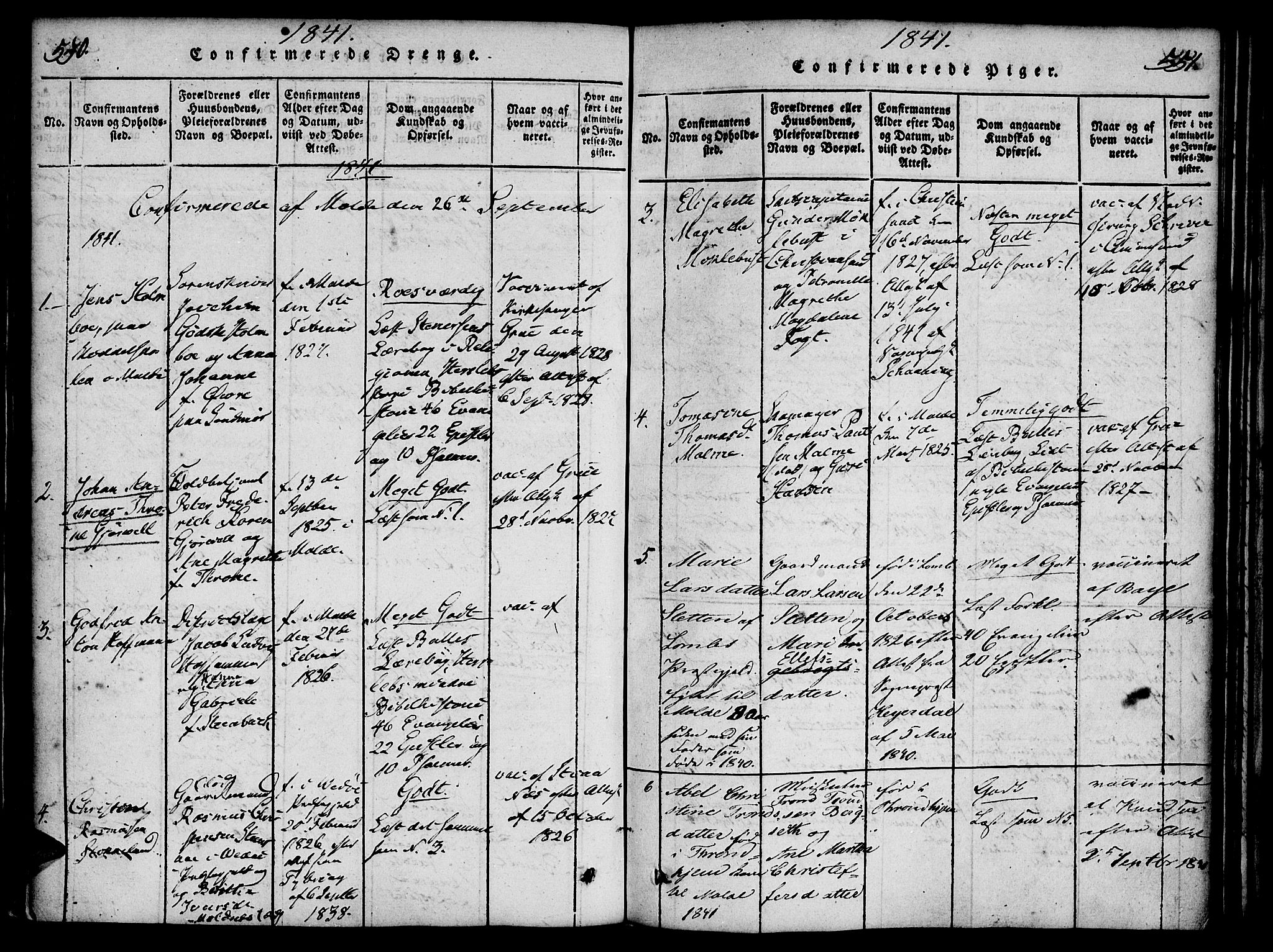 Ministerialprotokoller, klokkerbøker og fødselsregistre - Møre og Romsdal, SAT/A-1454/558/L0688: Parish register (official) no. 558A02, 1818-1843, p. 550-551