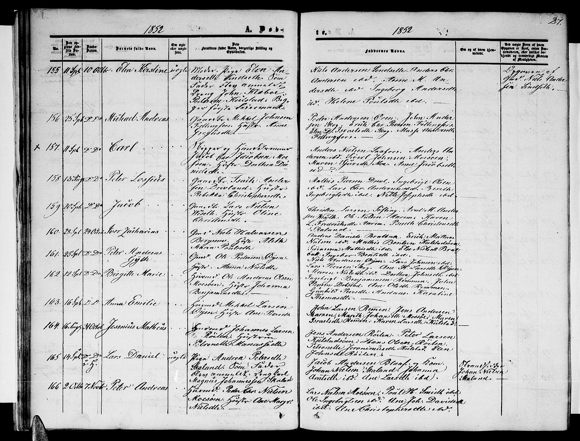 Ministerialprotokoller, klokkerbøker og fødselsregistre - Nordland, AV/SAT-A-1459/820/L0301: Parish register (copy) no. 820C03, 1851-1858, p. 27