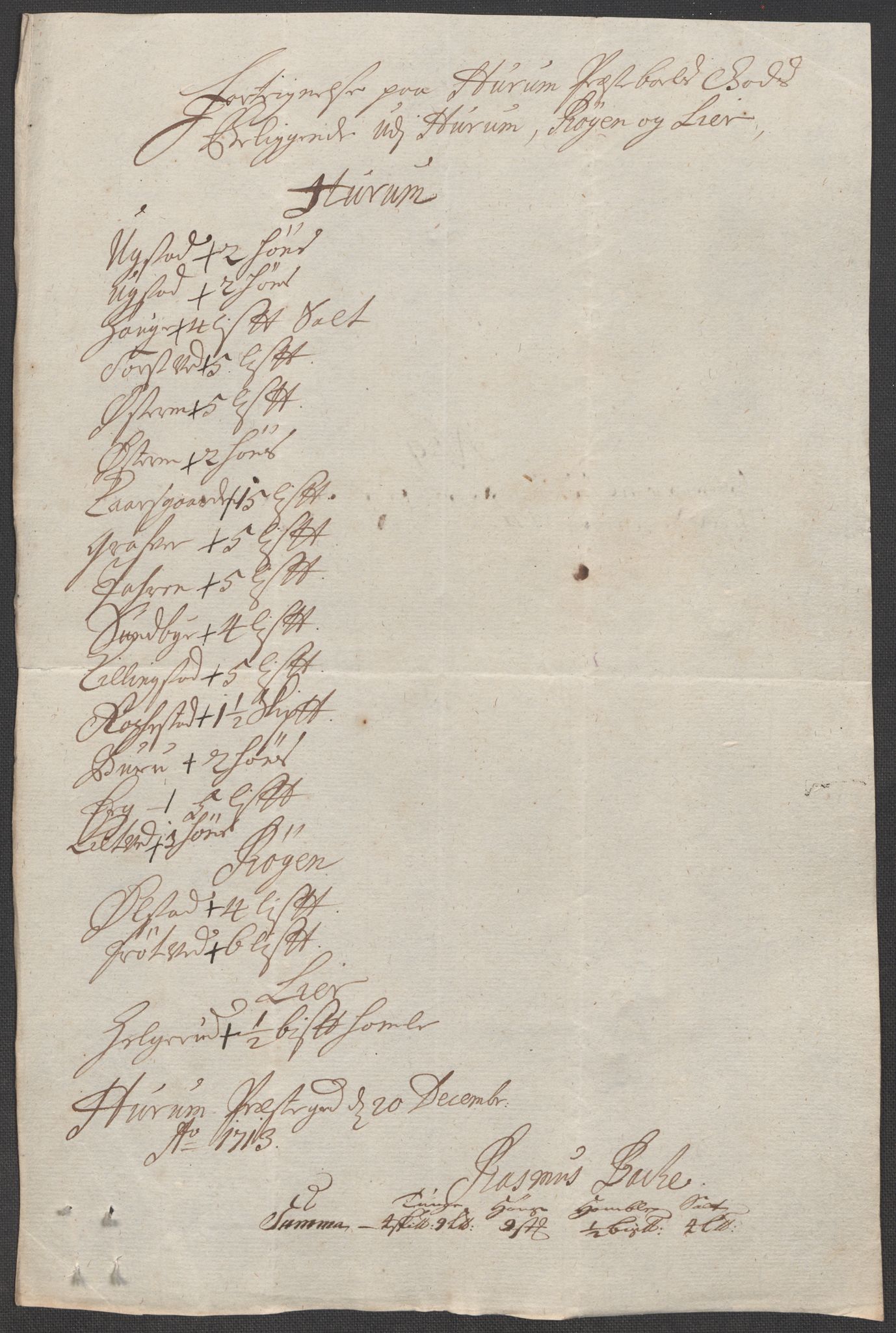 Rentekammeret inntil 1814, Reviderte regnskaper, Fogderegnskap, RA/EA-4092/R31/L1708: Fogderegnskap Hurum, Røyken, Eiker, Lier og Buskerud, 1713, p. 279