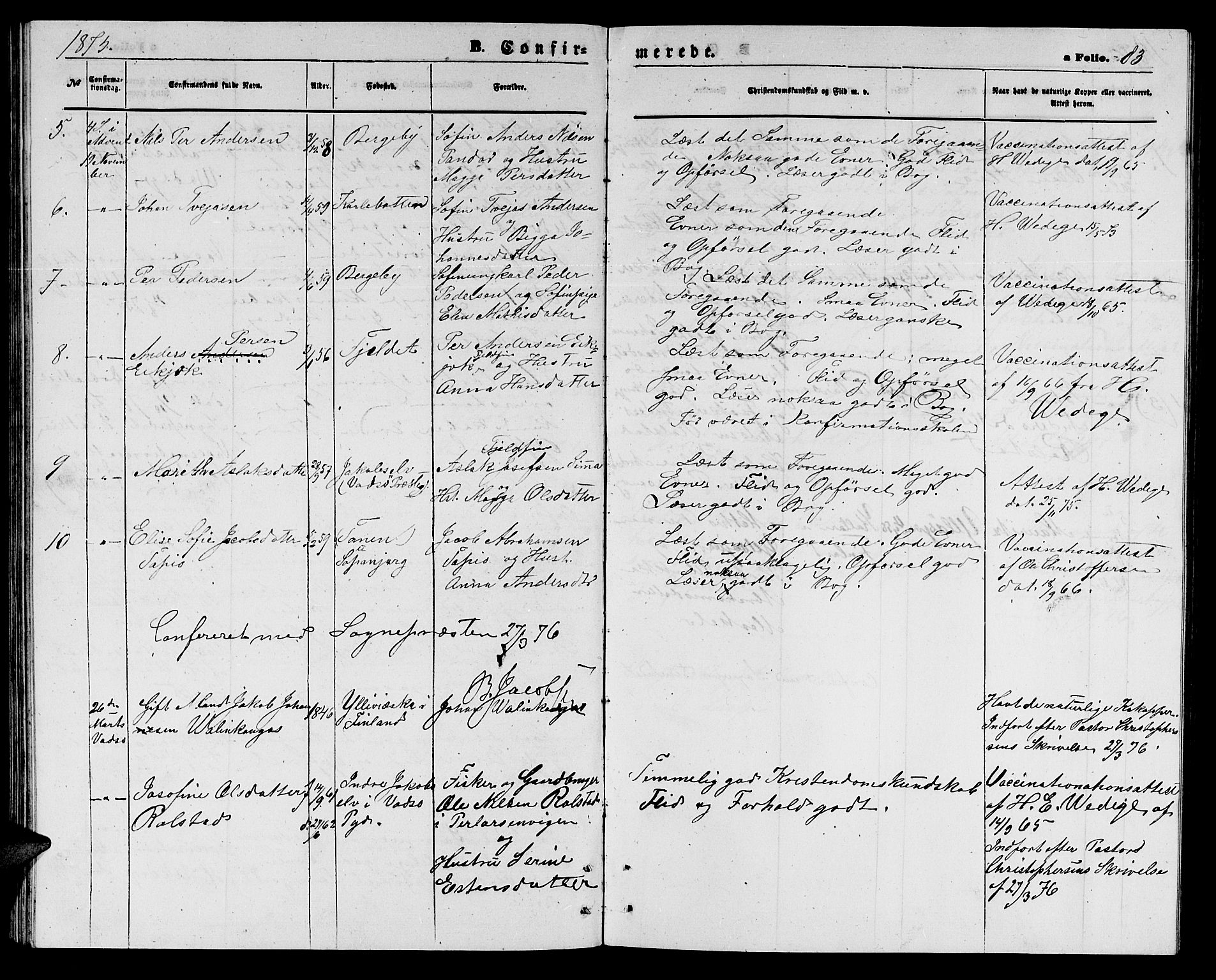 Nesseby sokneprestkontor, SATØ/S-1330/H/Hb/L0003klokker: Parish register (copy) no. 3, 1869-1876, p. 83