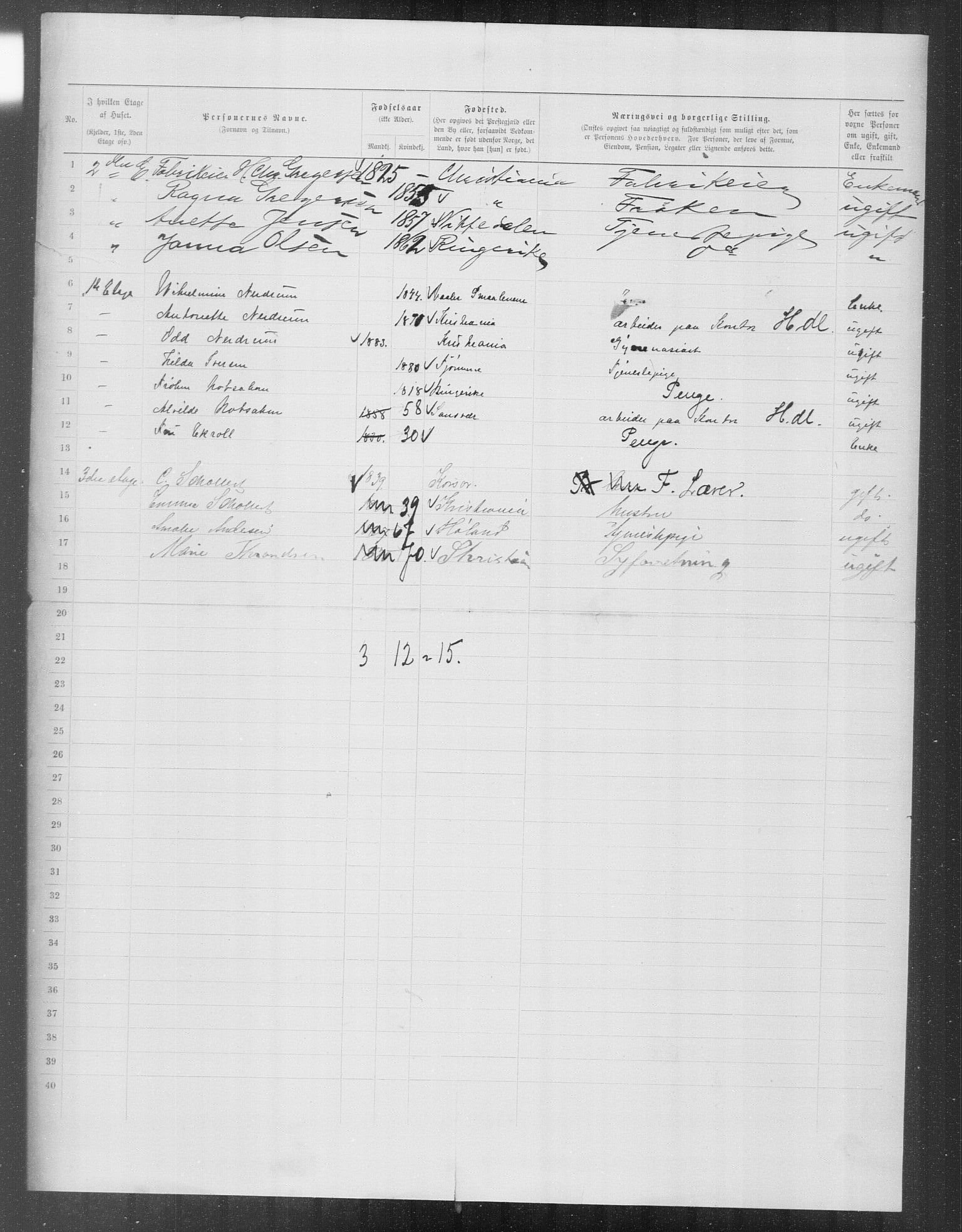 OBA, Municipal Census 1899 for Kristiania, 1899, p. 12567