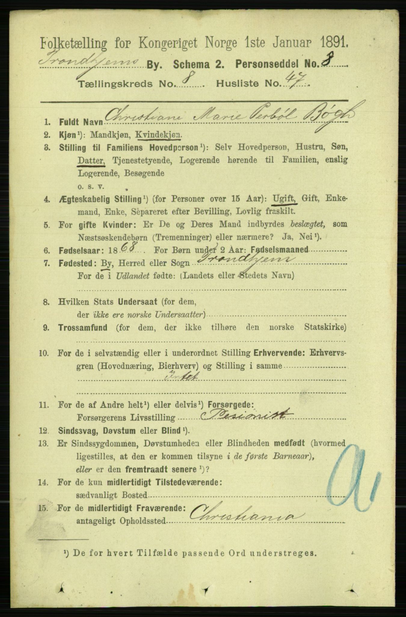 RA, 1891 census for 1601 Trondheim, 1891, p. 7410